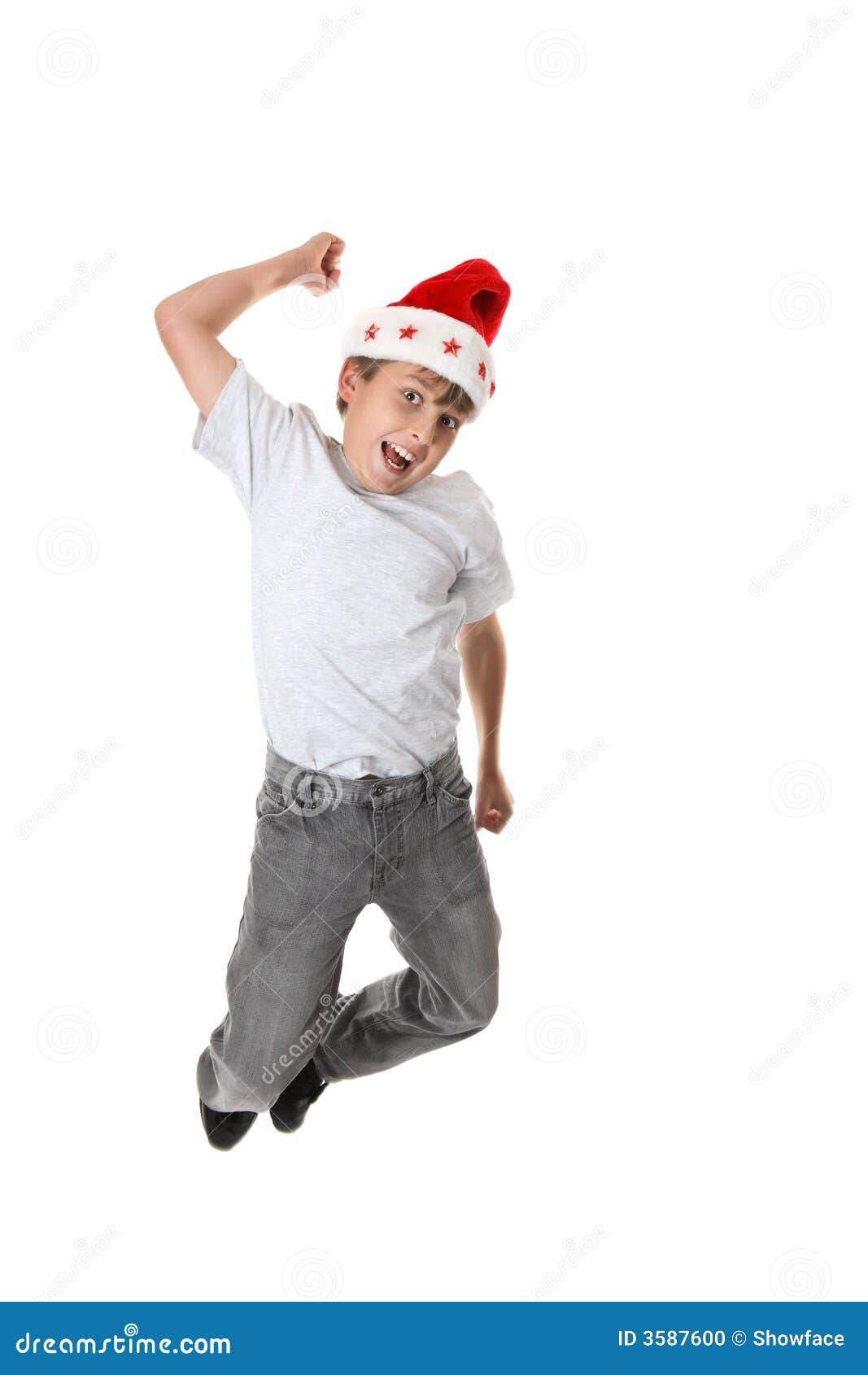 Christmas Jump for Joy stock photo. Image of santa, fist - 3587600