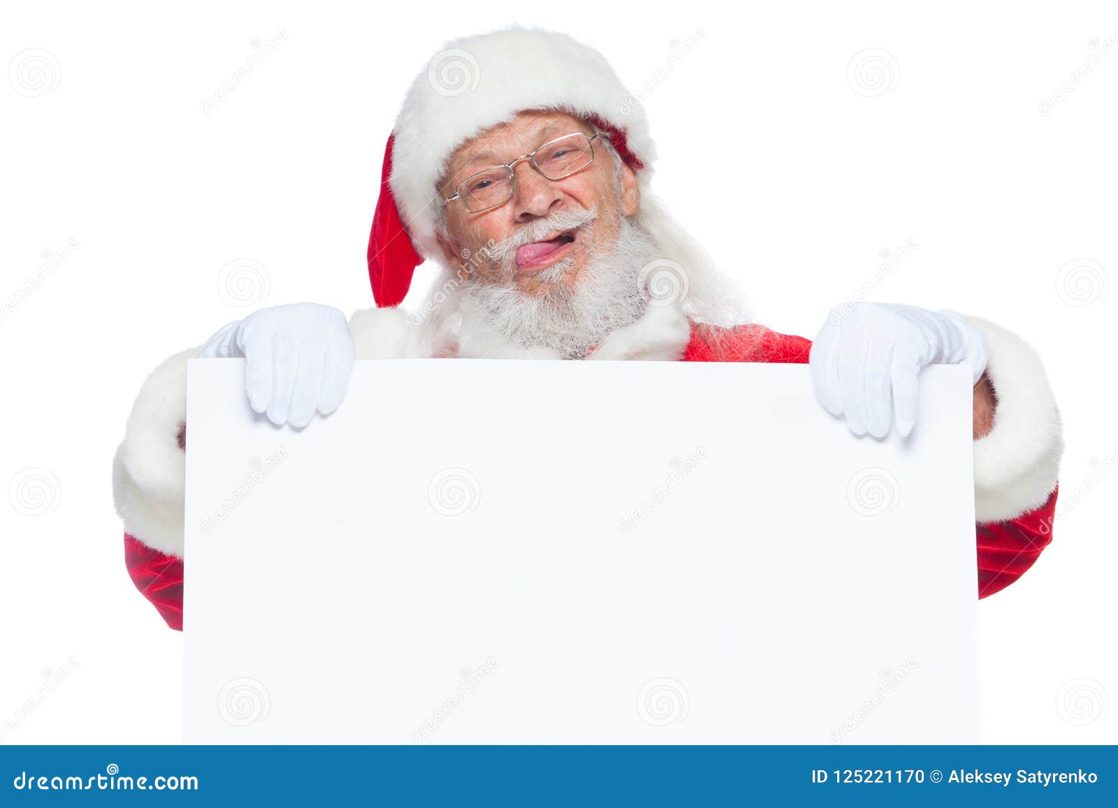 Christmas. Kind Santa Claus in White Gloves with His Tongue Sticking ...