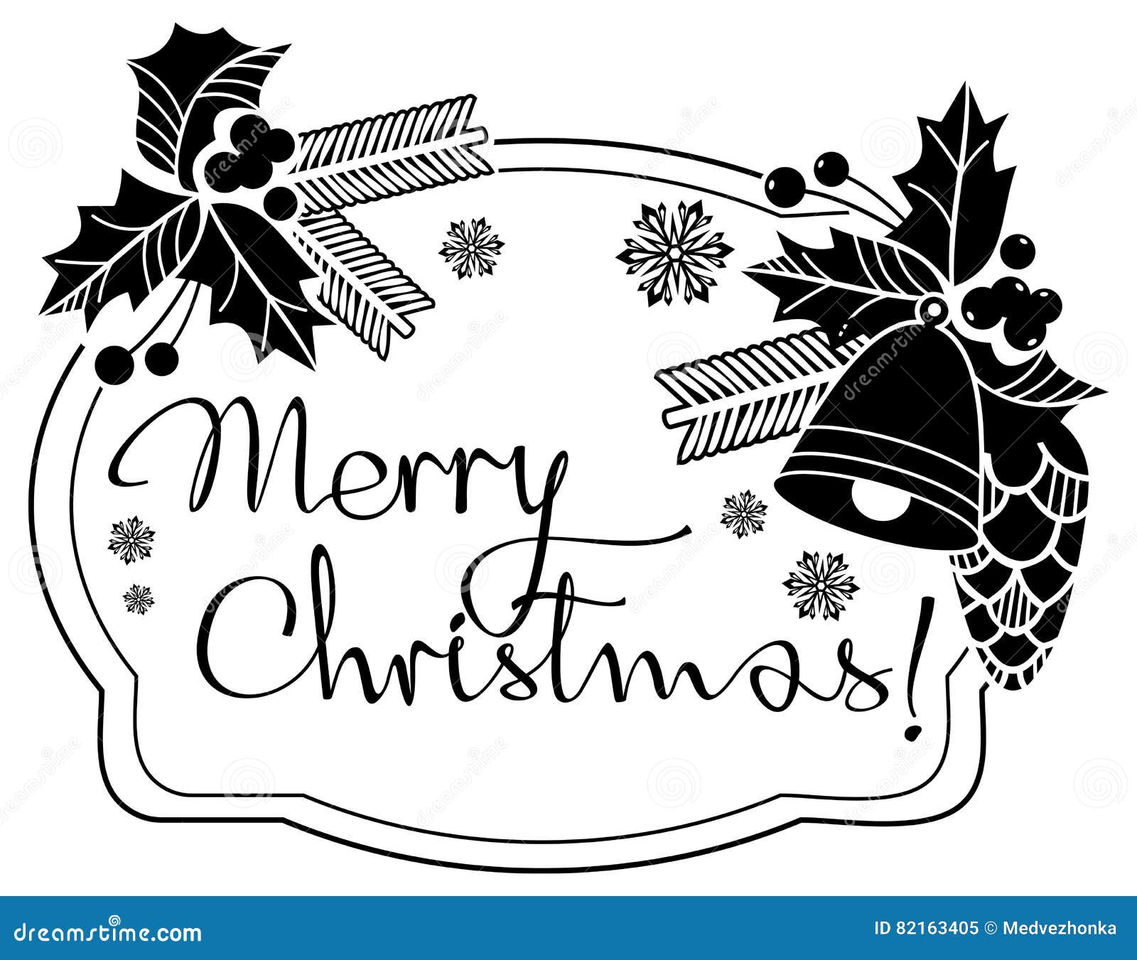 Christmas Label with Written Greeting `Merry Christmas!`. Stock ...