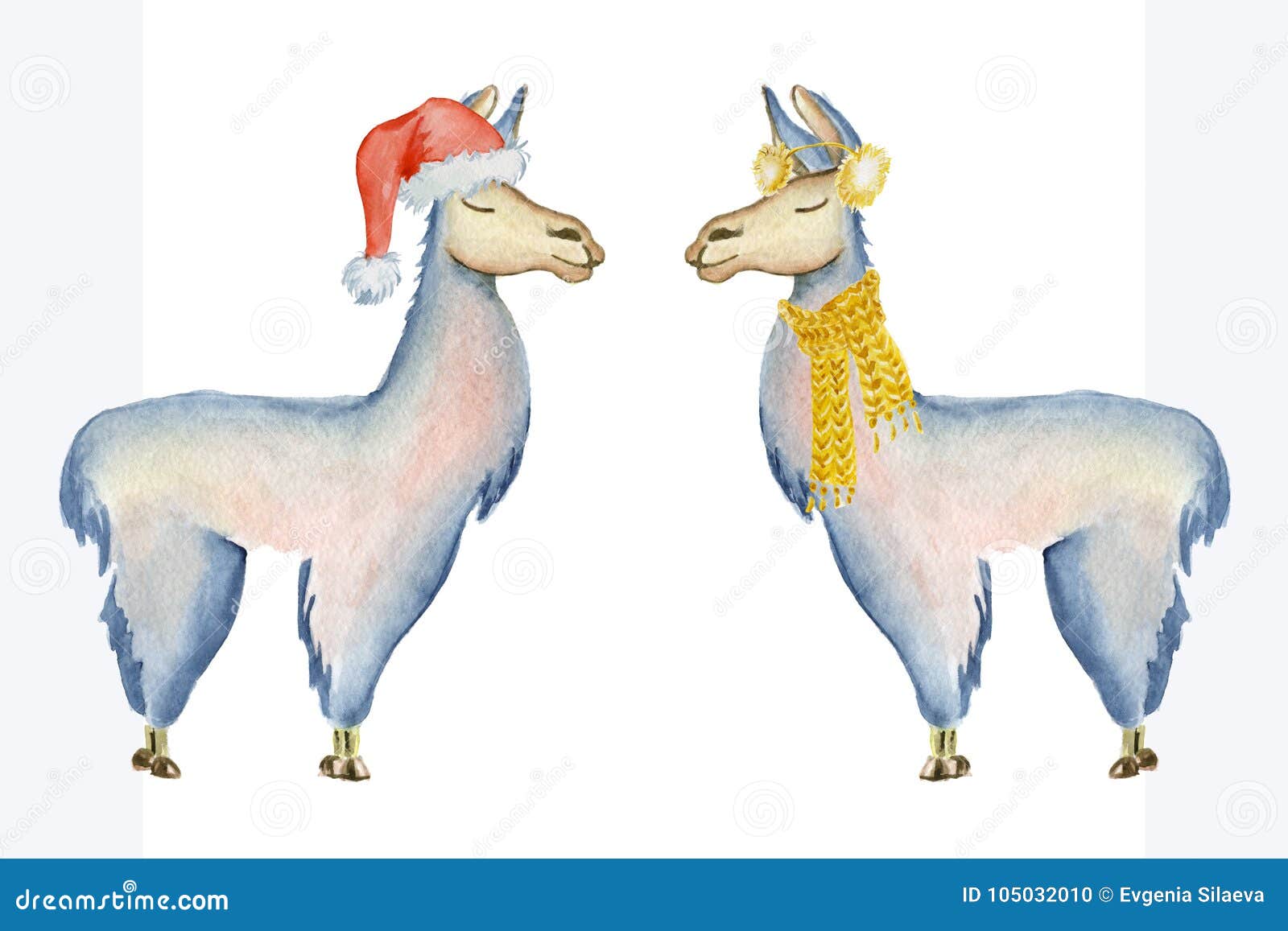 Lama Illustration with Hat and Scarf Winter Watercolor Animals Cute Kids Illustration Stock Illustration - of animal, greeting: 105032010