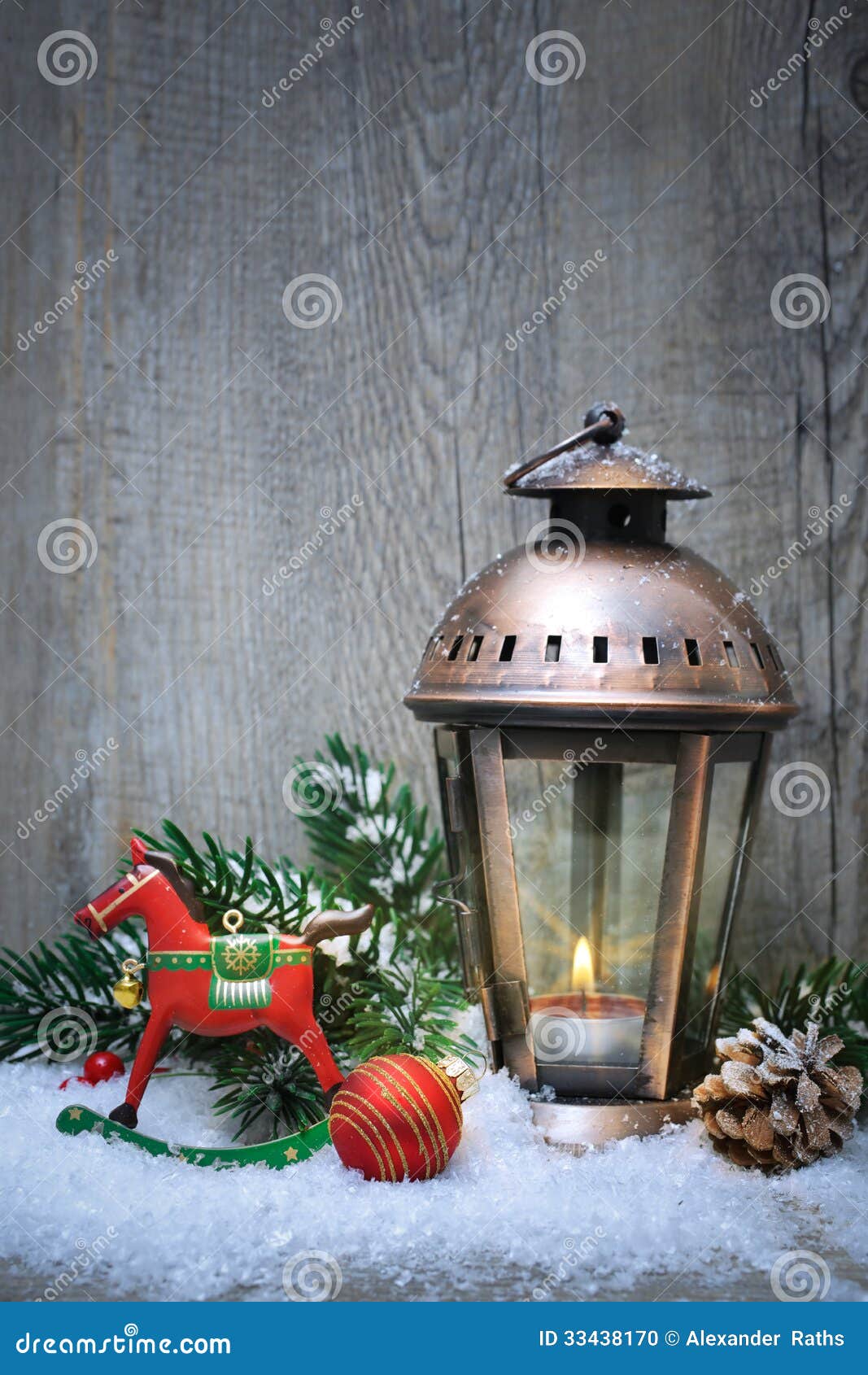 Christmas Lantern In The Snow Stock Photo - Image: 33438170
