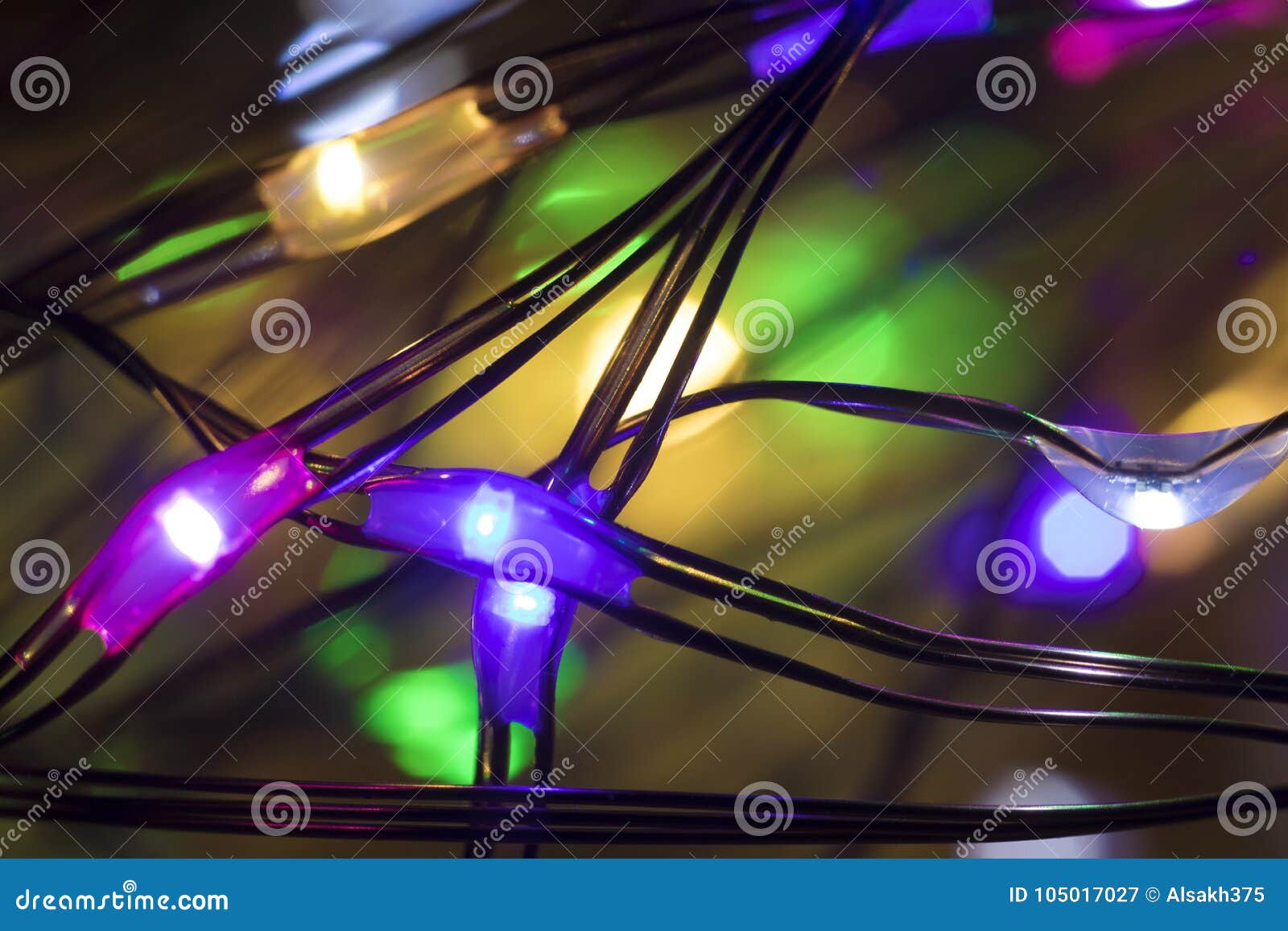 Christmas Led Multicolored Garland with Lights Inside Drops Very Close Up Stock Image Image