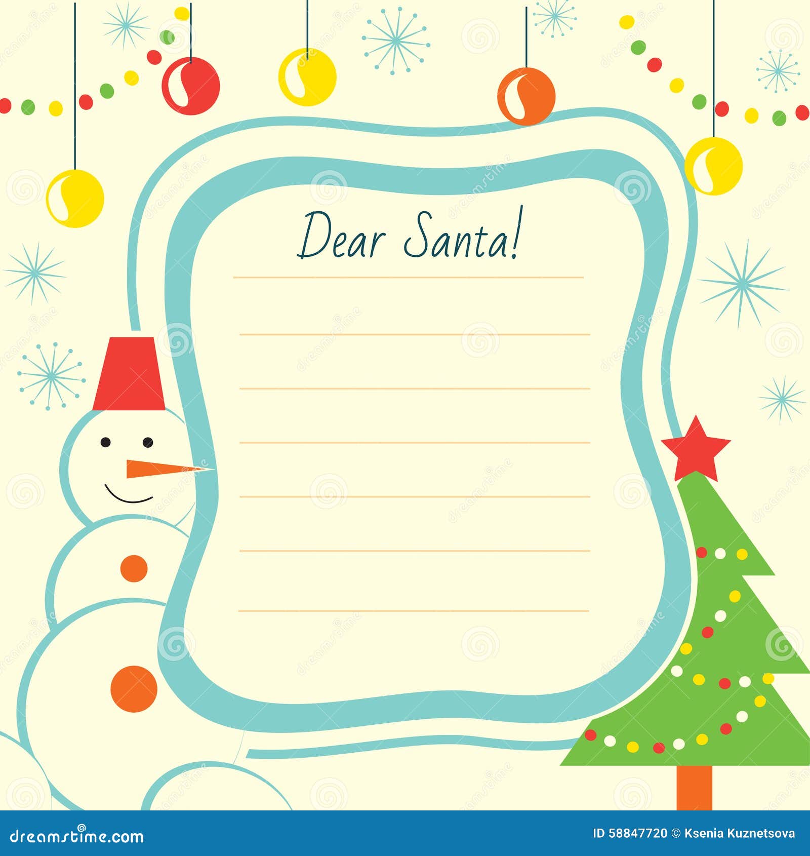 Christmas Letter Template To Santa Claus for Print Stock Vector Intended For Free Christmas Letterhead Templates