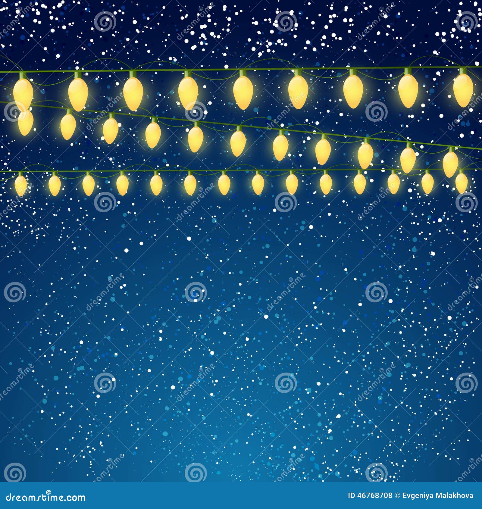 Christmas Light Bulbs on Sky Background Stock Vector Illustration of