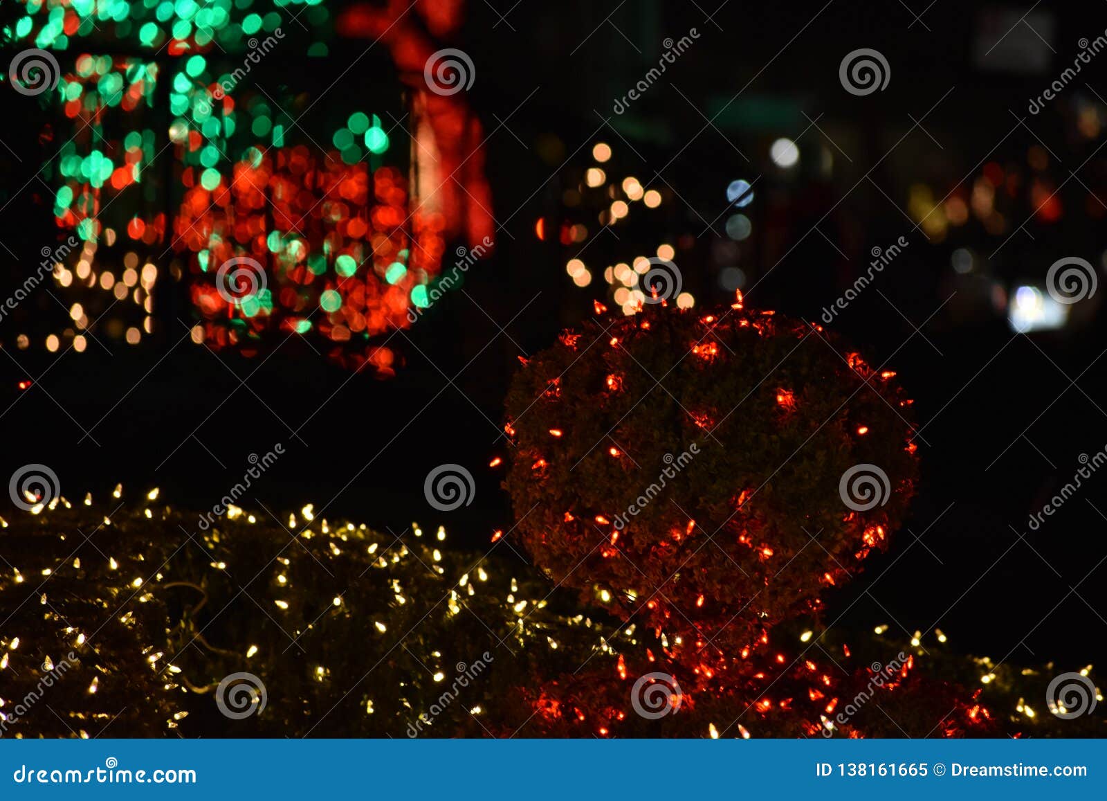 Christmas Light in the Night in New York, Usa Stock Image Image of