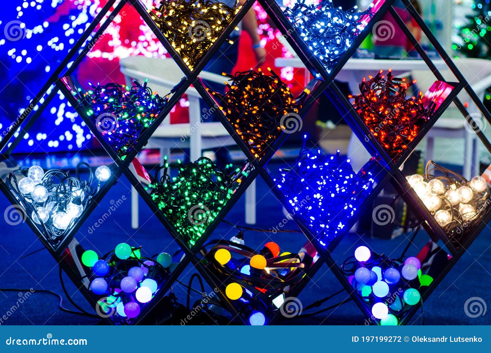 Christmas Lighted Garland for Sale in the Store Stock Photo Image of