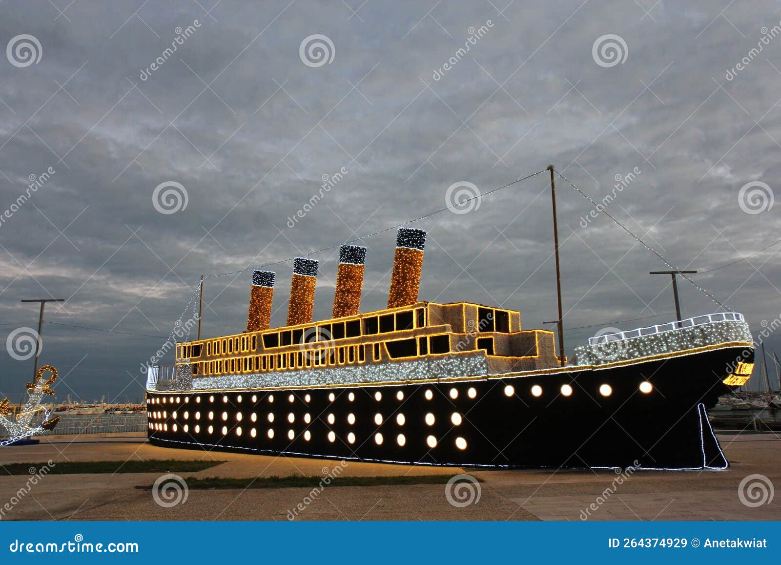 Huge Christmas Lights Titanic Ship Editorial Stock Image - Image of ...