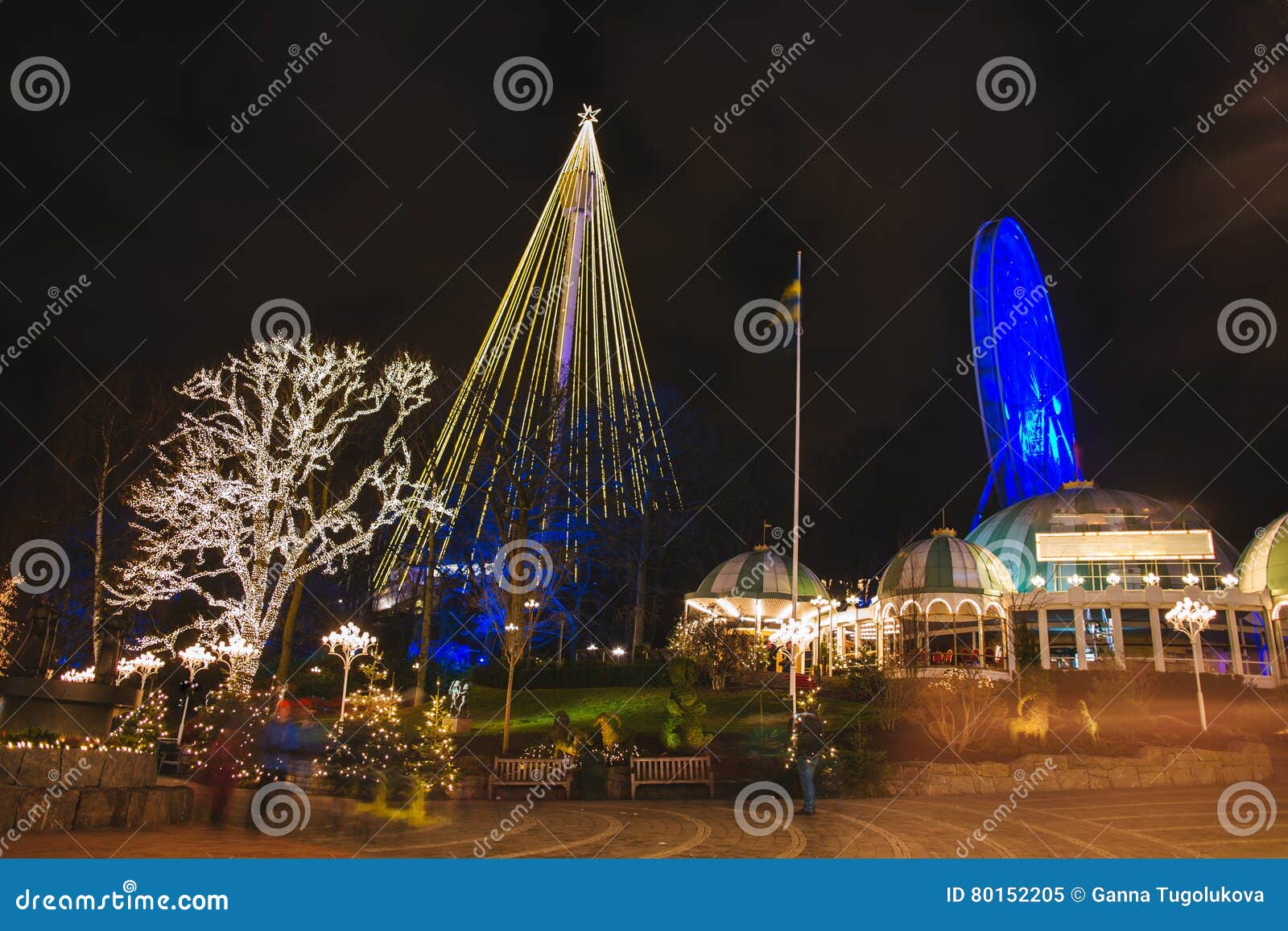 christmas lights in amusement park liseberg, gothenbur, sweden