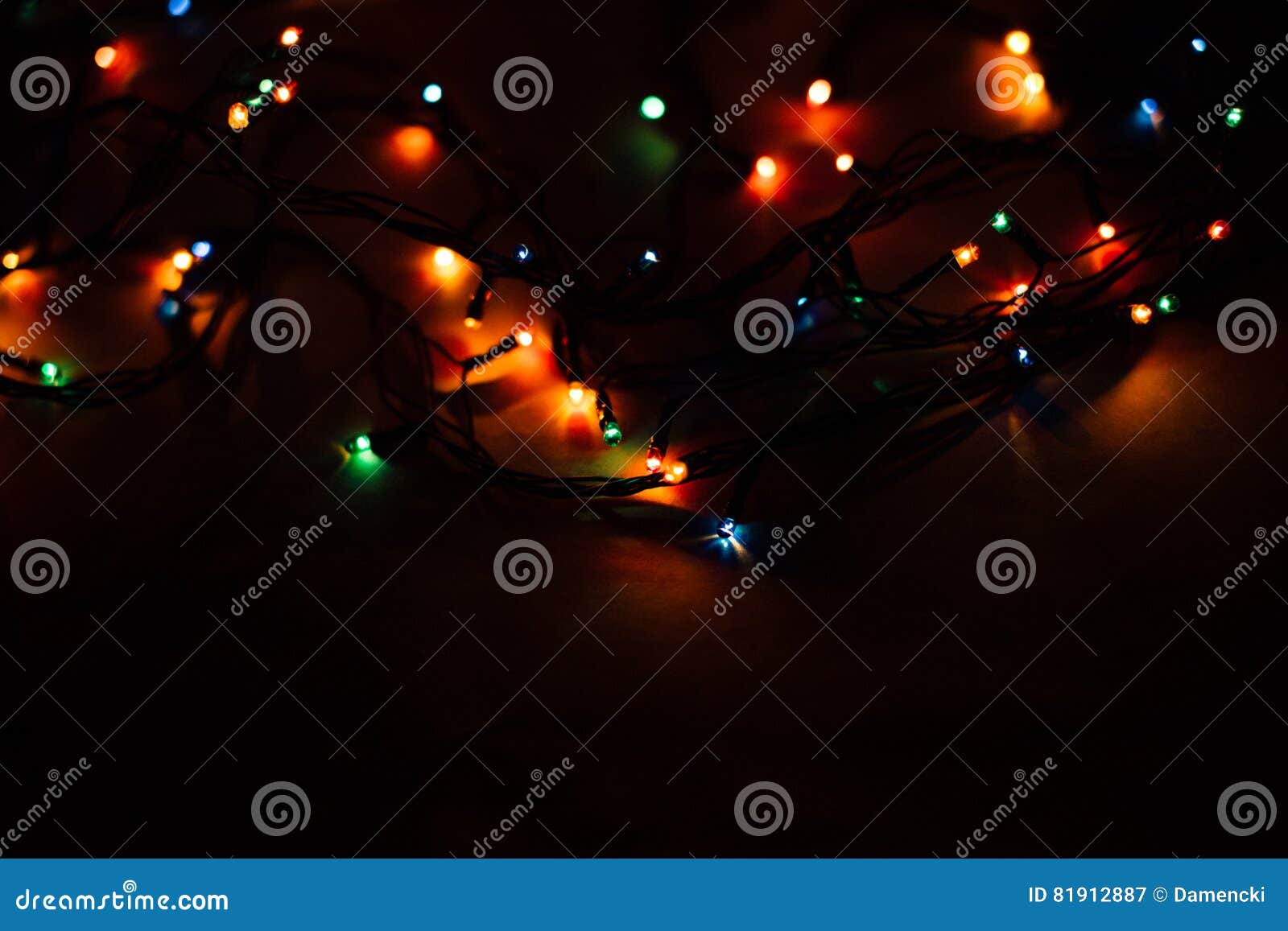 Christmas Lights on a Black Background Stock Image Image of blur