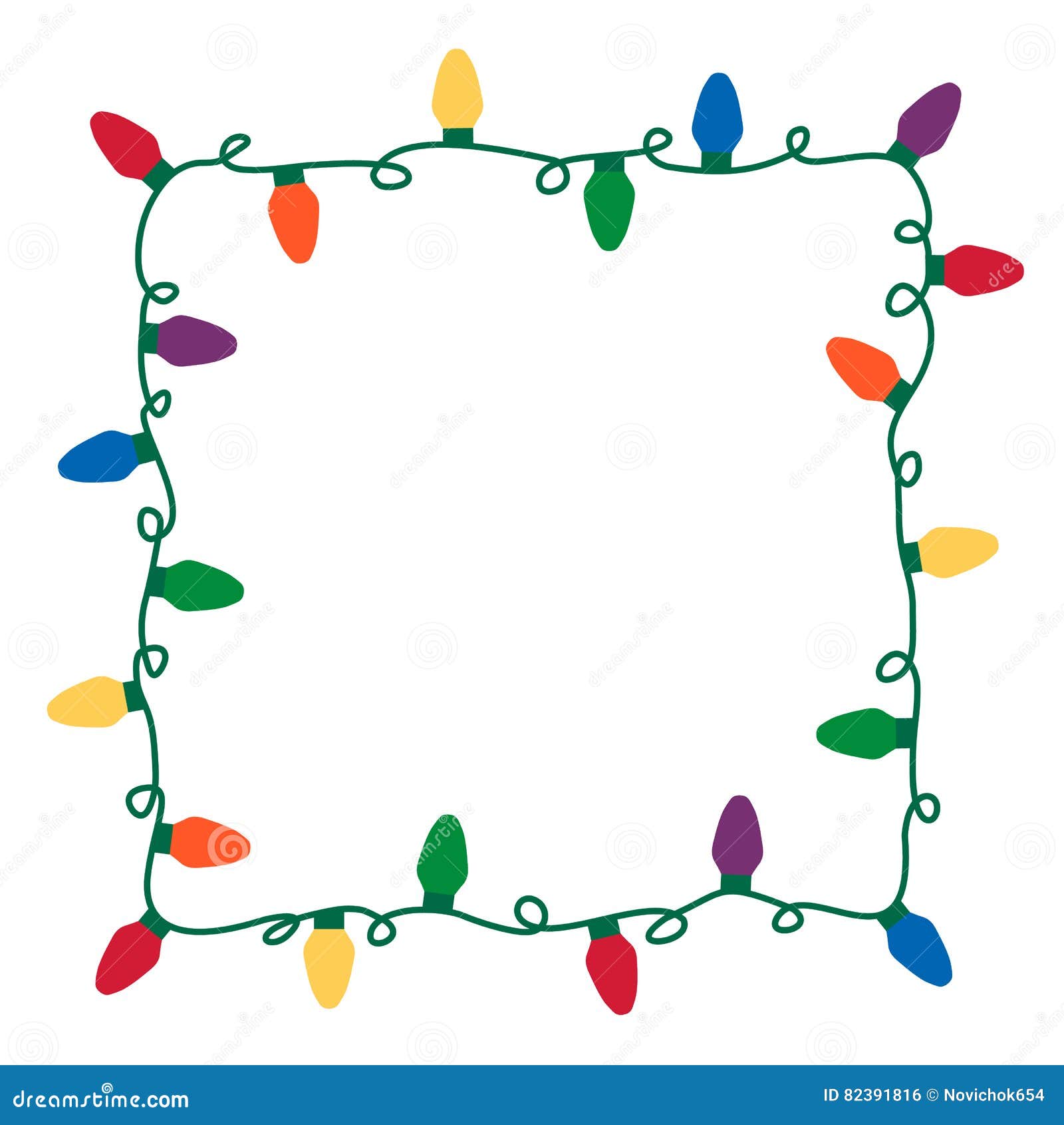 Cartoon String Of Christmas Lights Border Coloring Page