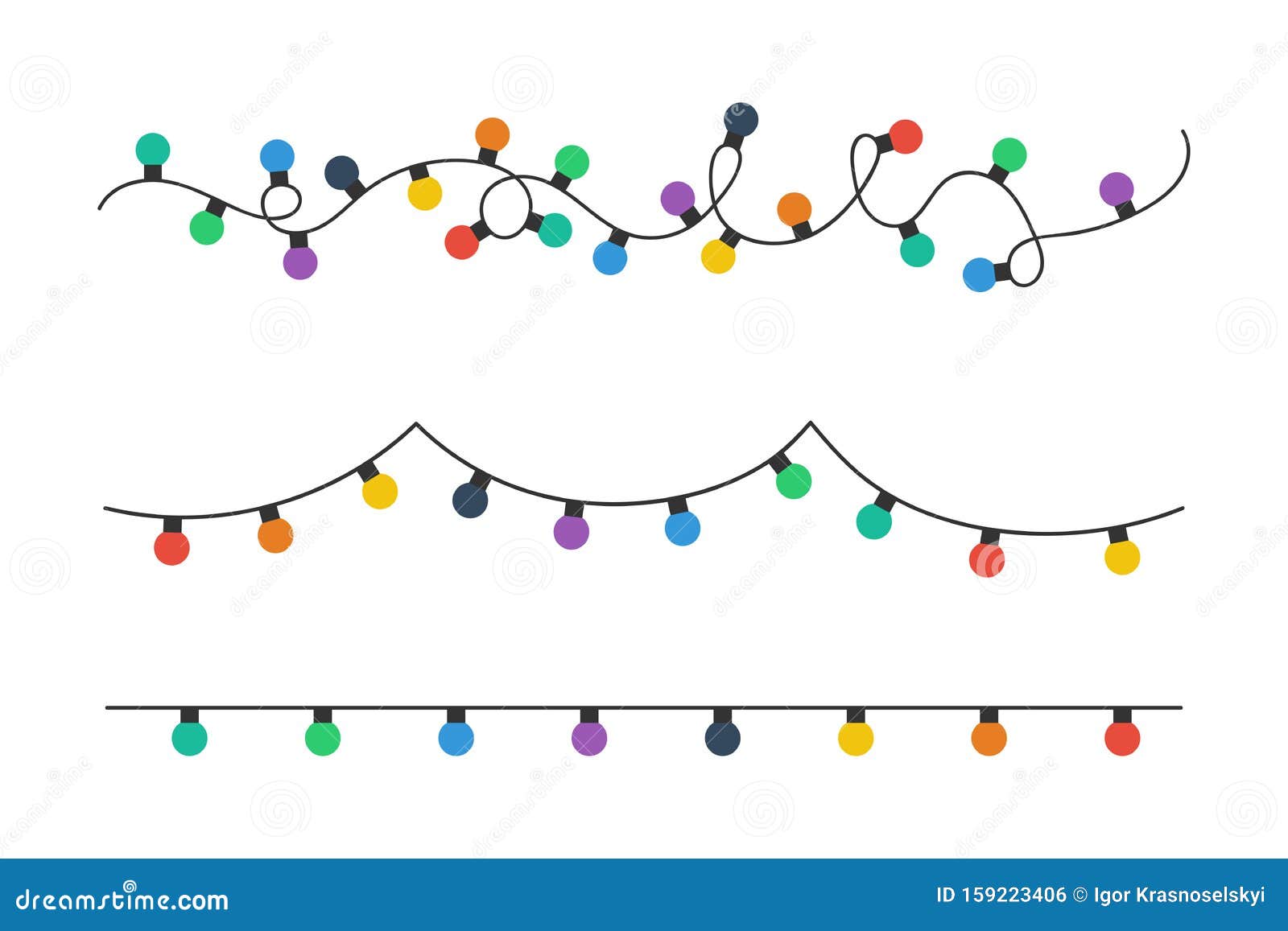 christmas lights bulbs. colorful christmas lights bulbs  on white background. color garlands. lights bulbs in simple trend