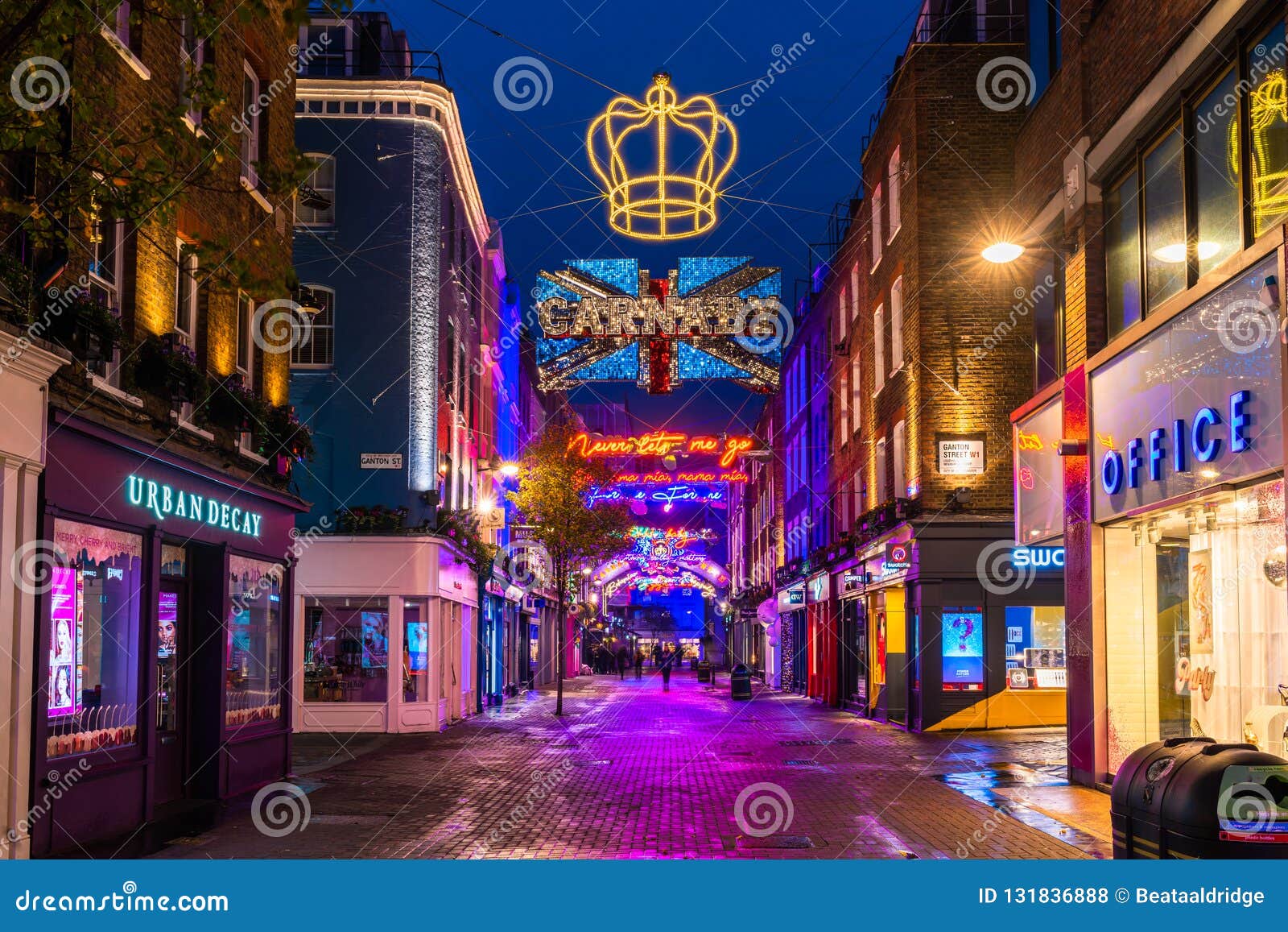 Christmas Lights on Carnaby Street, London UK Editorial Stock Photo