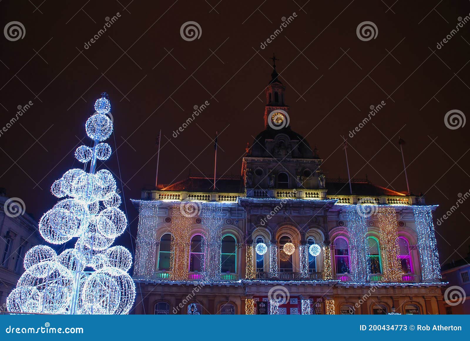 Christmas Lights in the Centre of Ipswich in Suffolk Editorial Stock