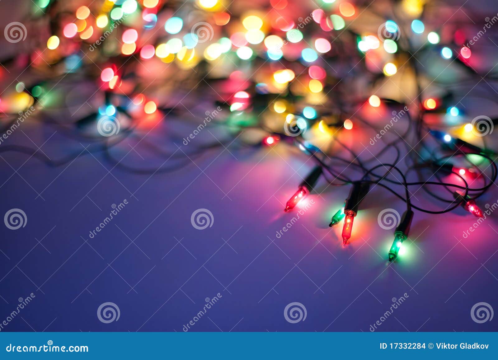 Christmas Lights on Dark Blue Background Stock Photo Image of celebrate, illumination 17332284