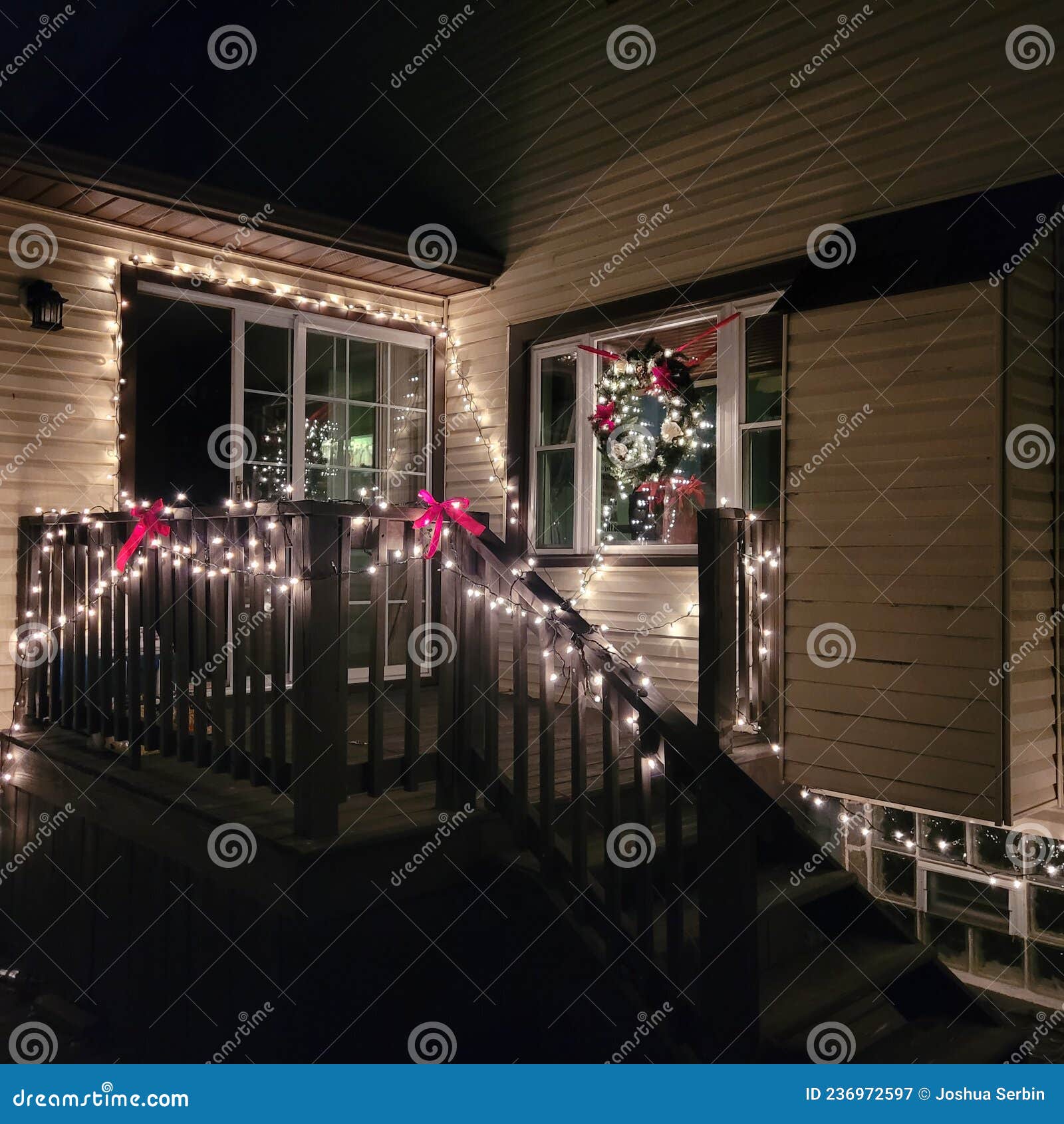 Christmas lights on a deck stock image. Image of restaurant 236972597
