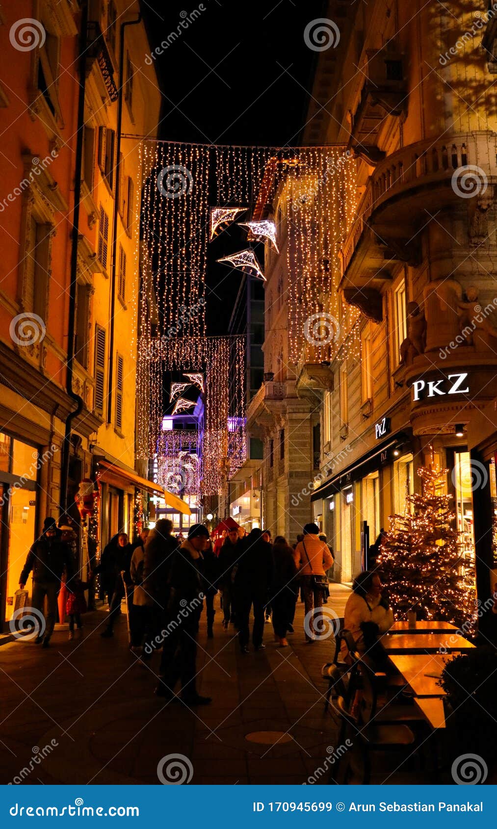 Christmas Lights Decorationsalong the Road of the City Center of Lugano ...