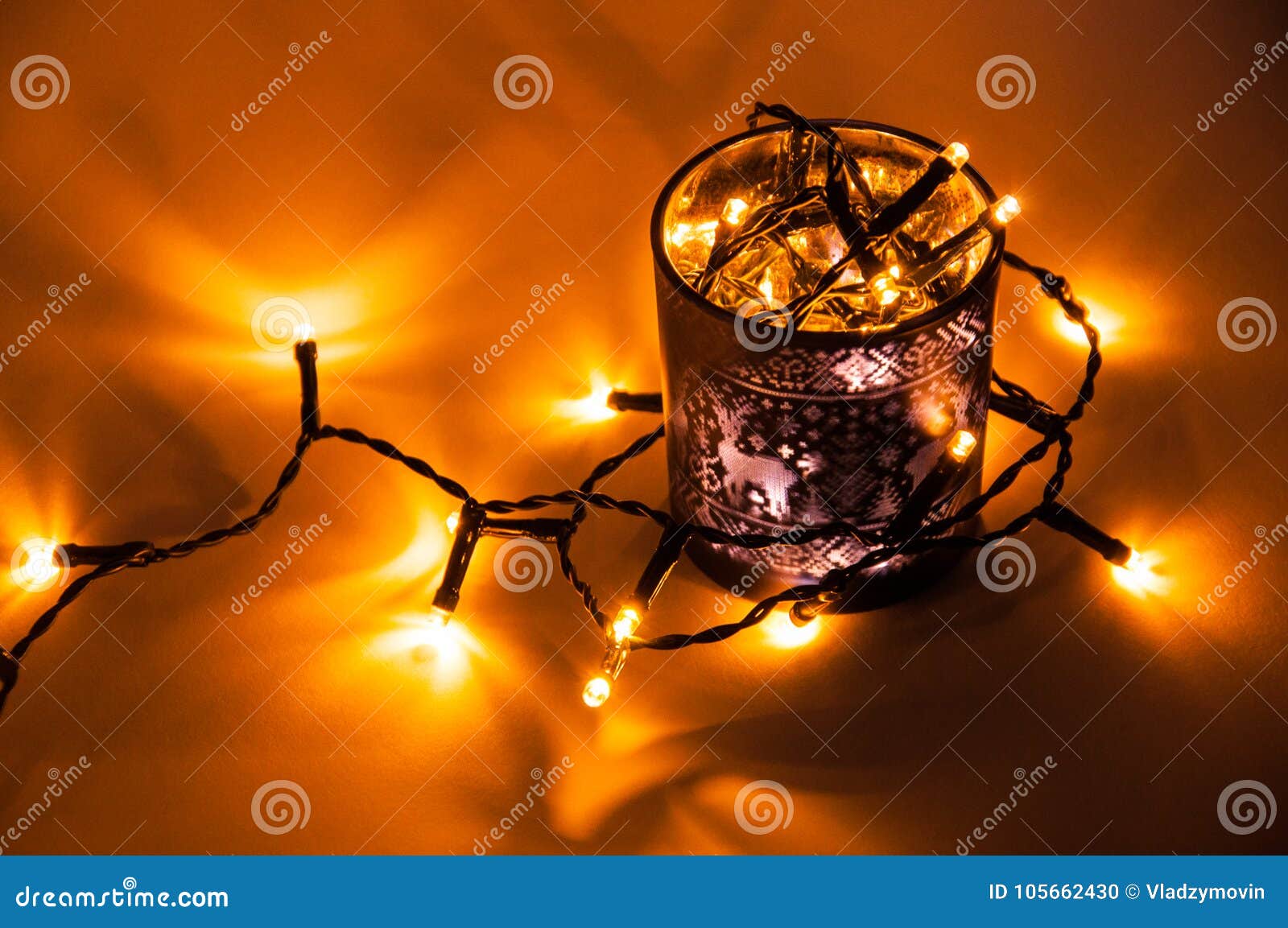 Christmas Lights in the Festive Cup Stock Photo - Image of decoration ...