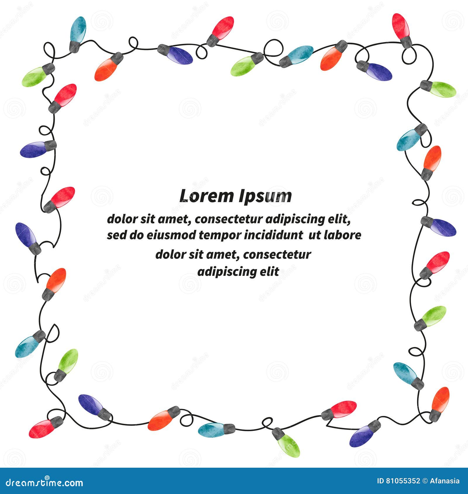 Christmas Lights Frame for Your Design. Stock Vector Illustration of