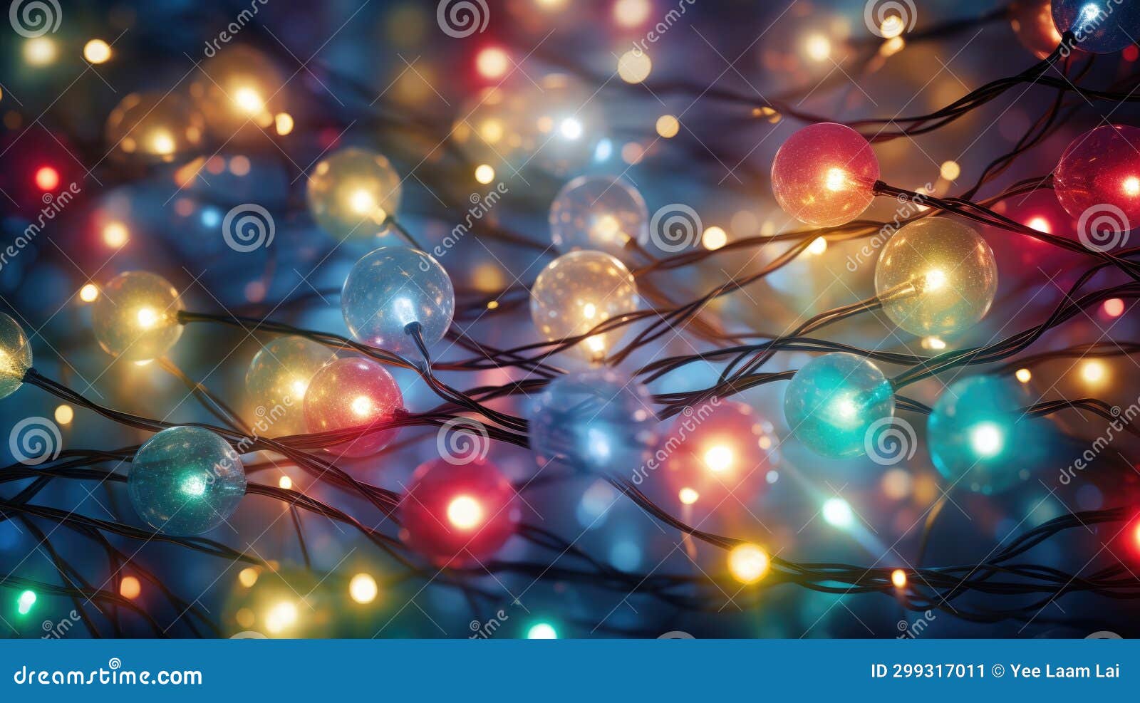 Christmas Lights Glowing Holiday Celebration, Ai Stock Illustration Celebration Christmas Light