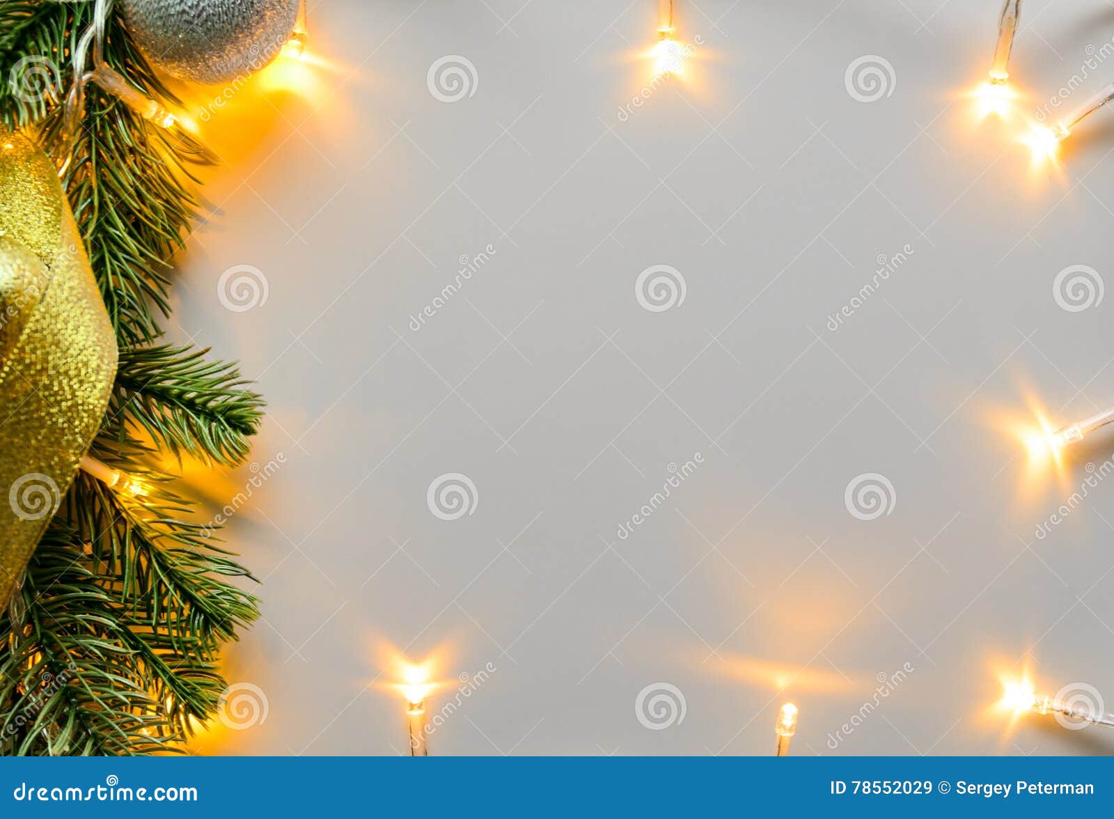 Christmas Lights on Gray Table Stock Image Image of season, happy