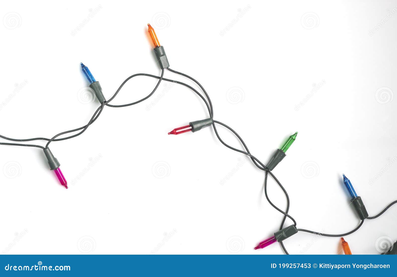 Christmas Lights Isolated on White Background. Stock Image - Image of