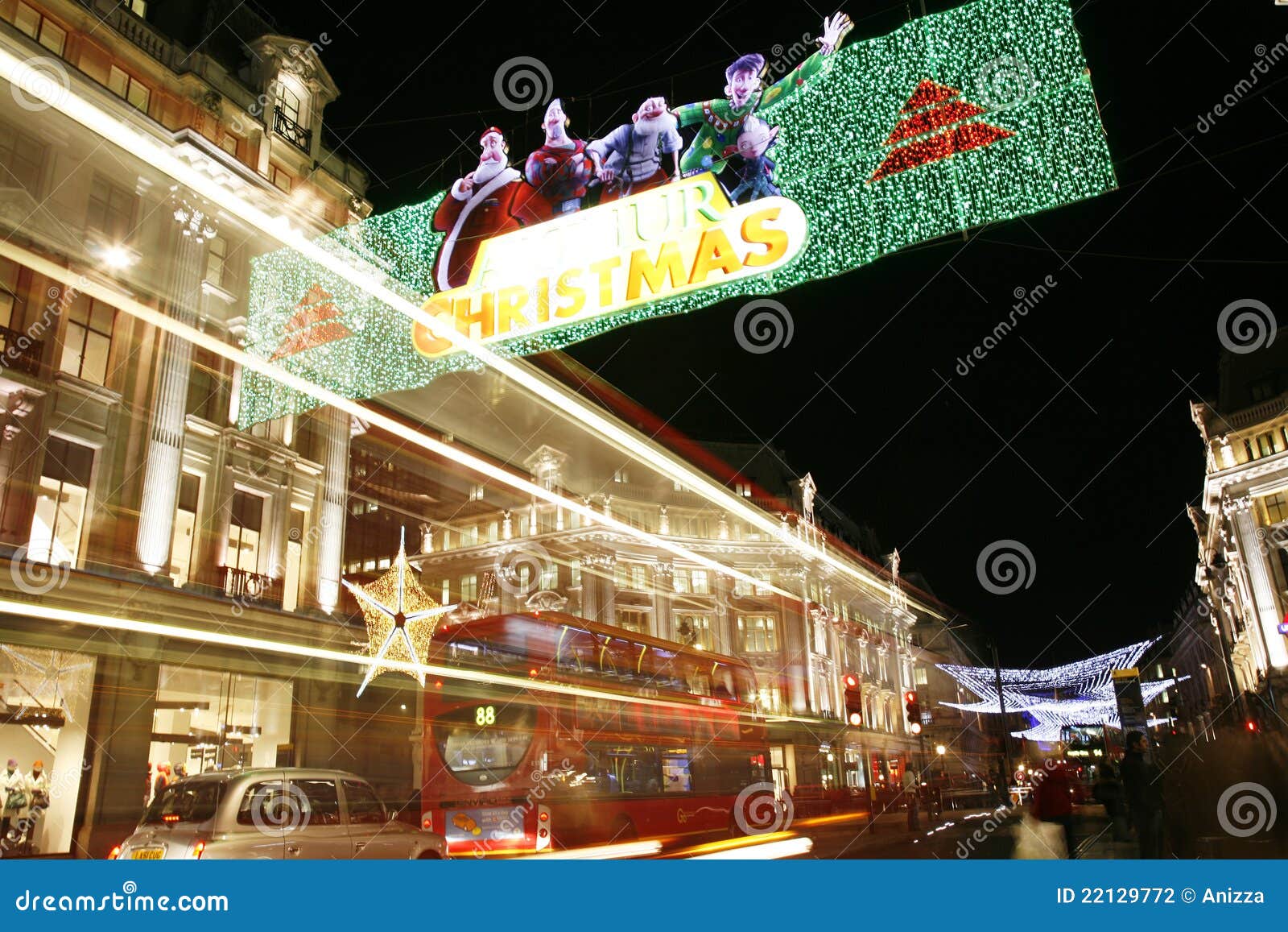 Christmas Lights in London editorial photography. Image of regent