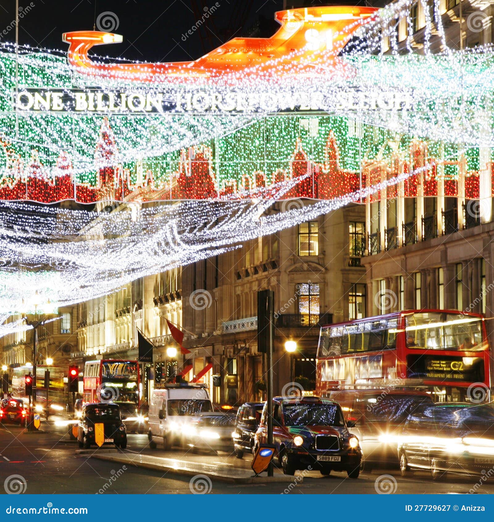 Christmas Lights in London editorial photography. Image of england 27729627