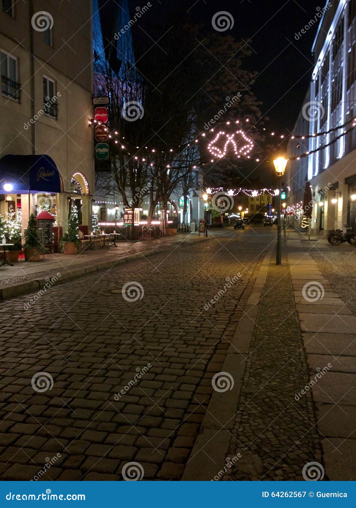 Christmas Lights Mitte Berlin in Germany by Night Editorial Photography