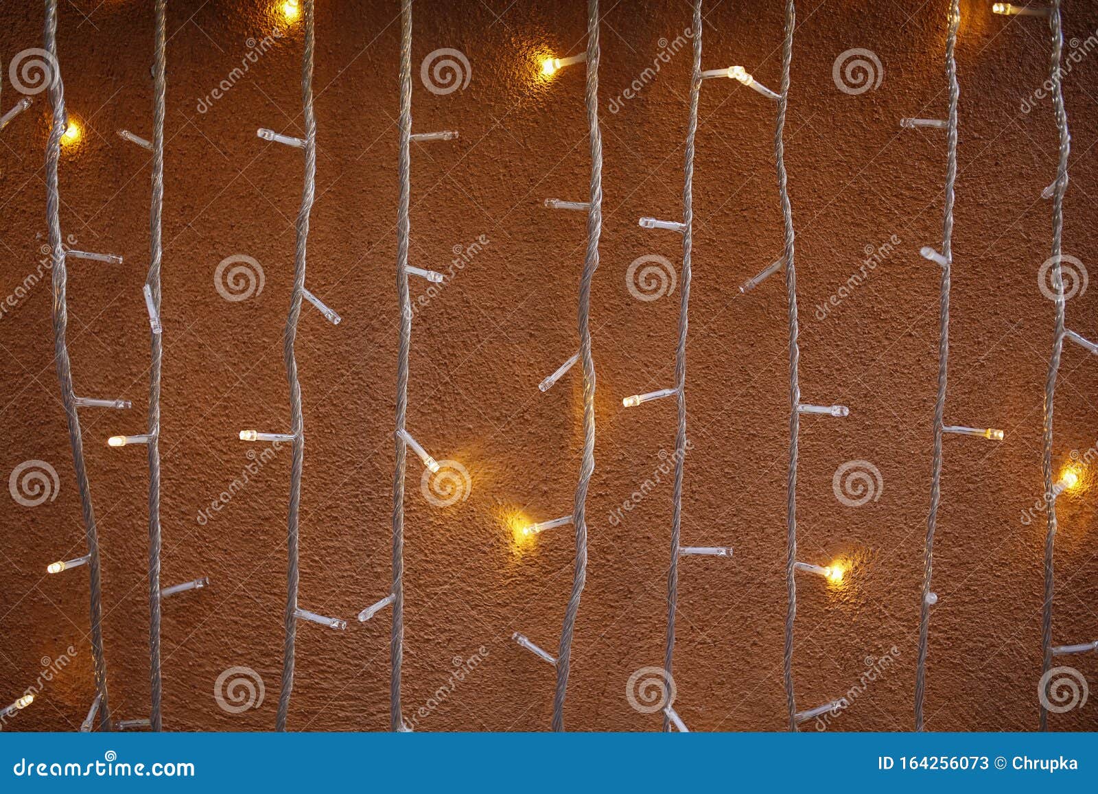 Christmas Lights on Stone Wall Stock Image Image of xmas, december