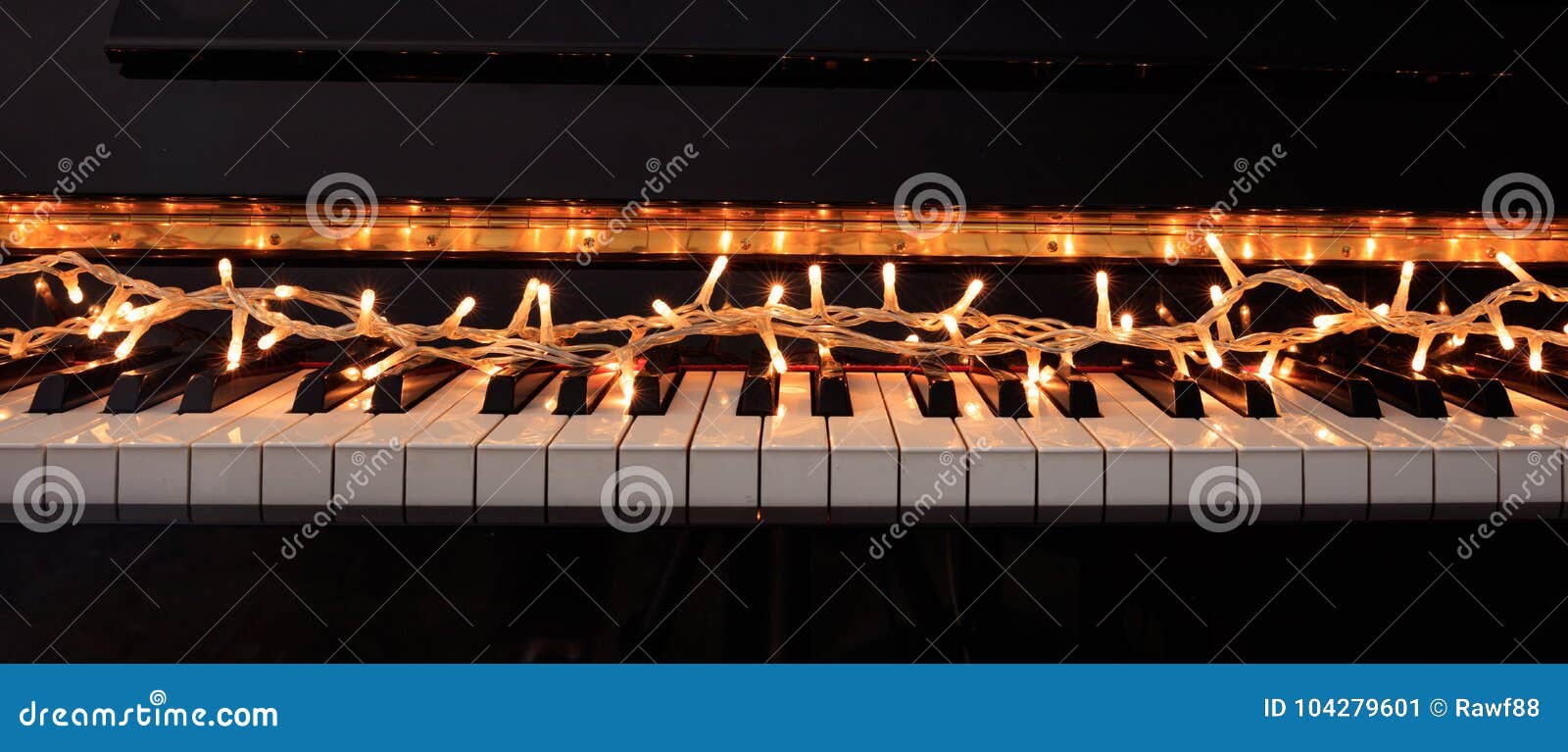 Christmas Lights on a Piano Keyboard, Front View Stock Image Image of concept, concert 104279601