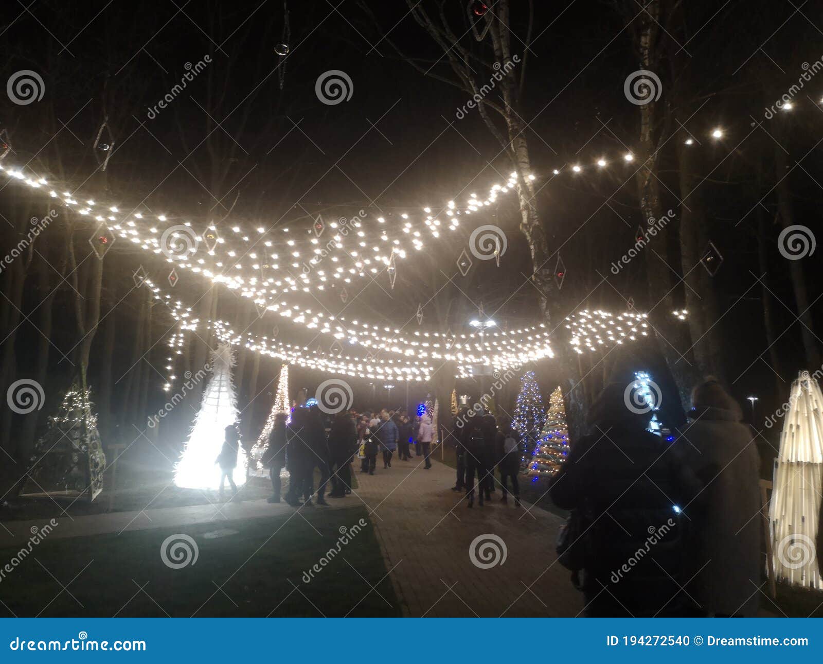 Christmas Lights in a Small Town Editorial Image Image of evening