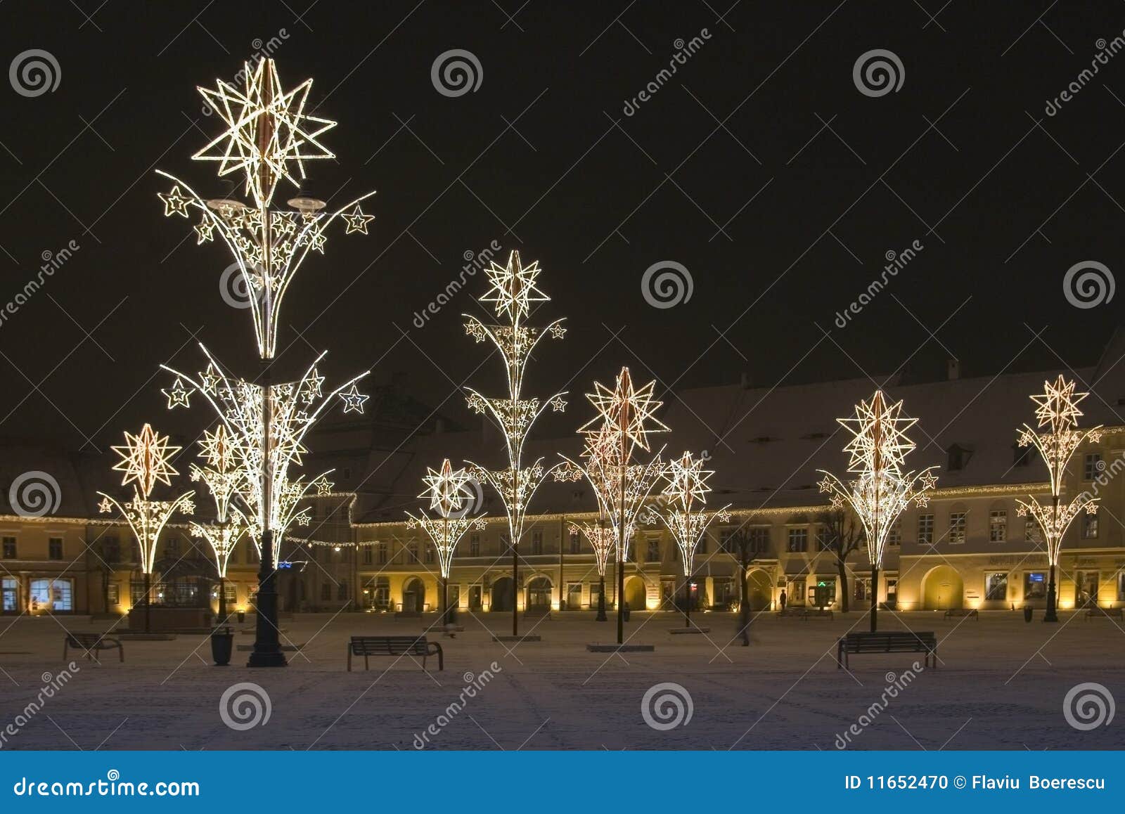 Christmas Lights Square of Sibiu Transylvania Stock Photo Image of