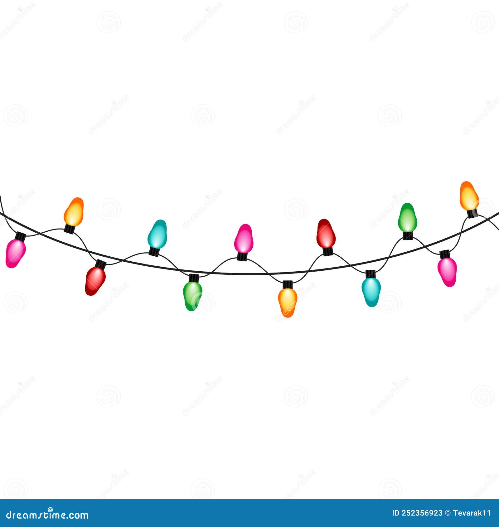 Christmas Lights String Isolated on White Background Vector Stock