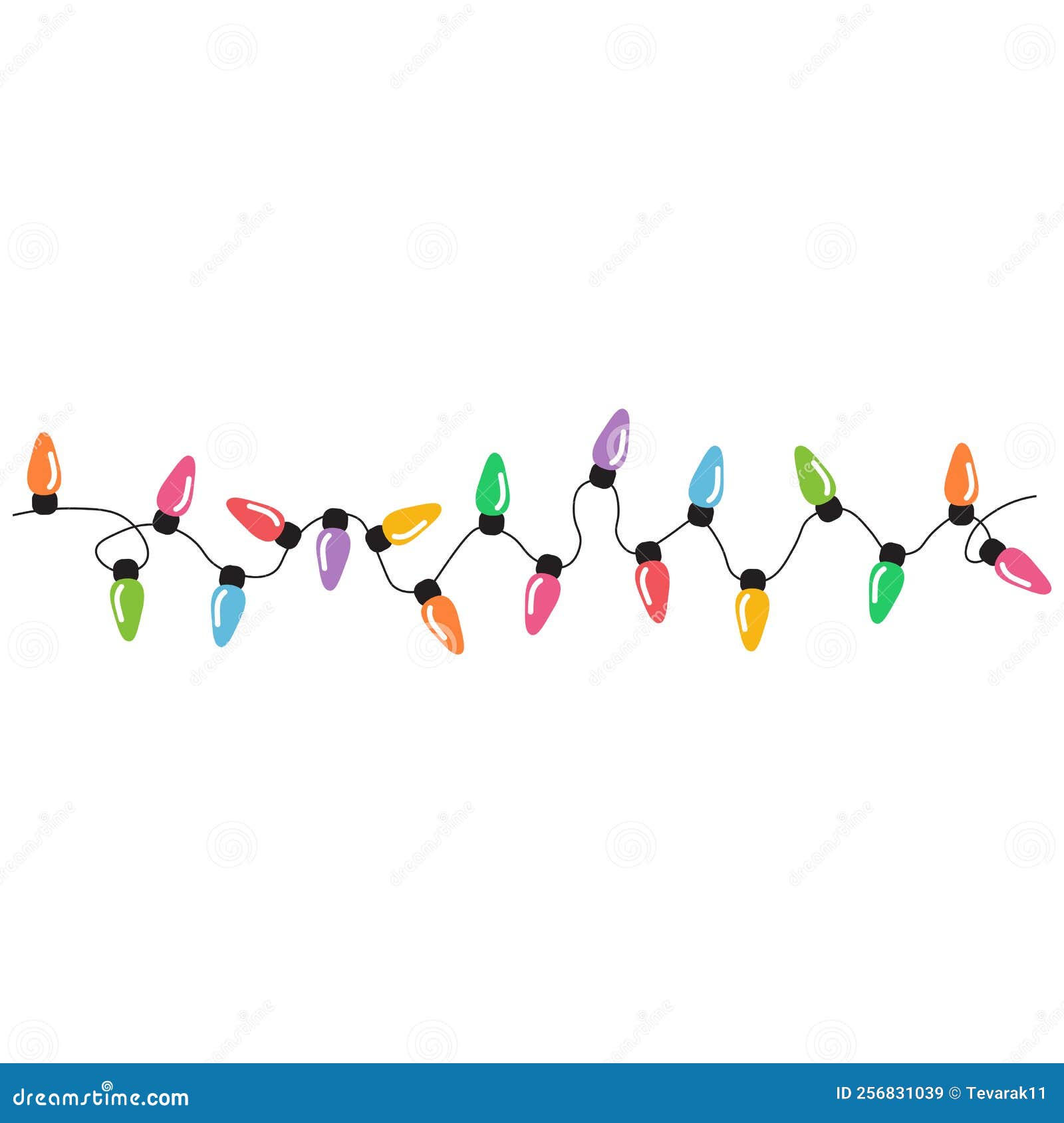 Christmas Lights String Isolated on White Background Vector Stock