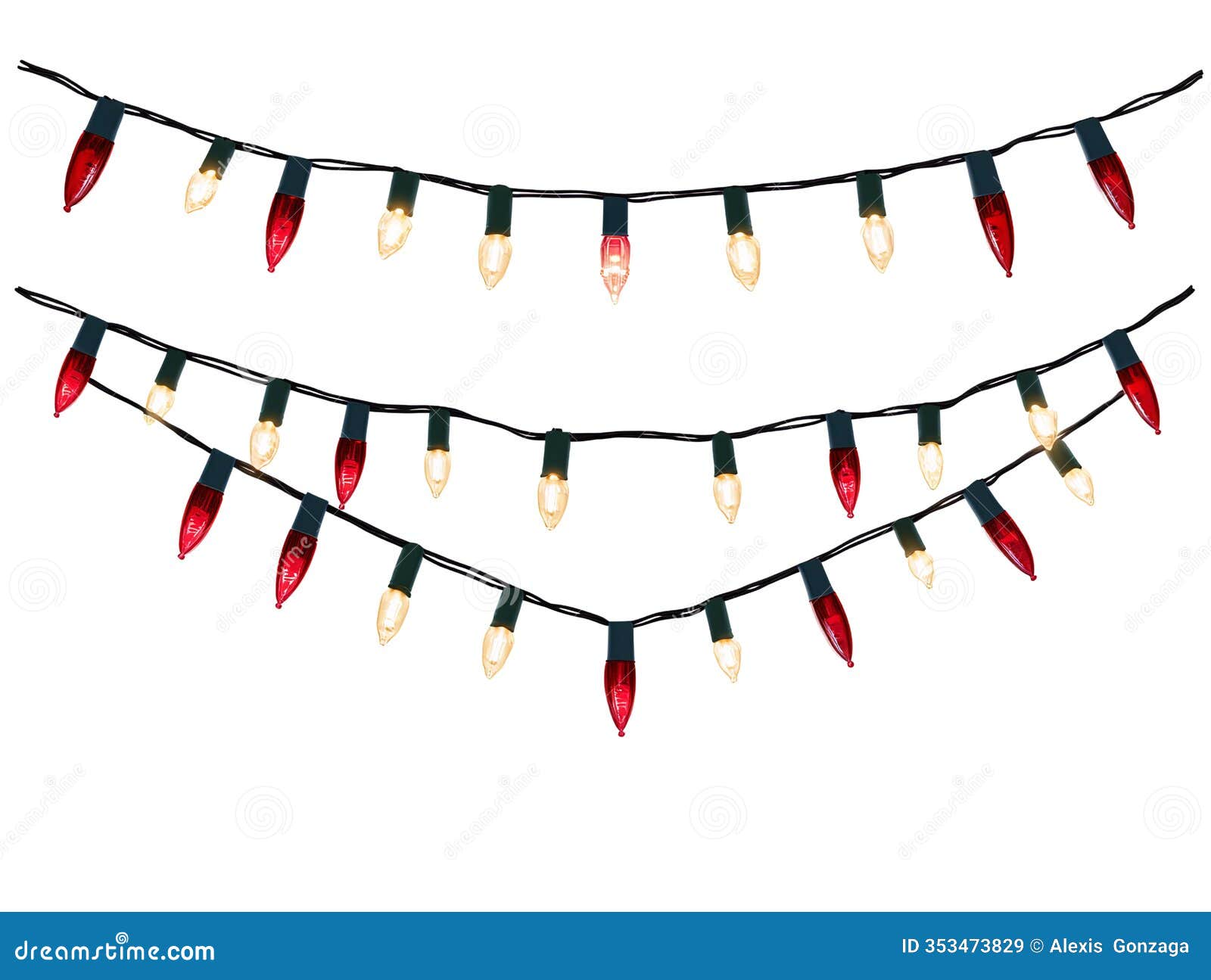 Christmas Lights String - Red and Yellow Bulbs - Isolated on White Stock  Image - Image of celebratory, lighting: 353473829, image size:1600x1295