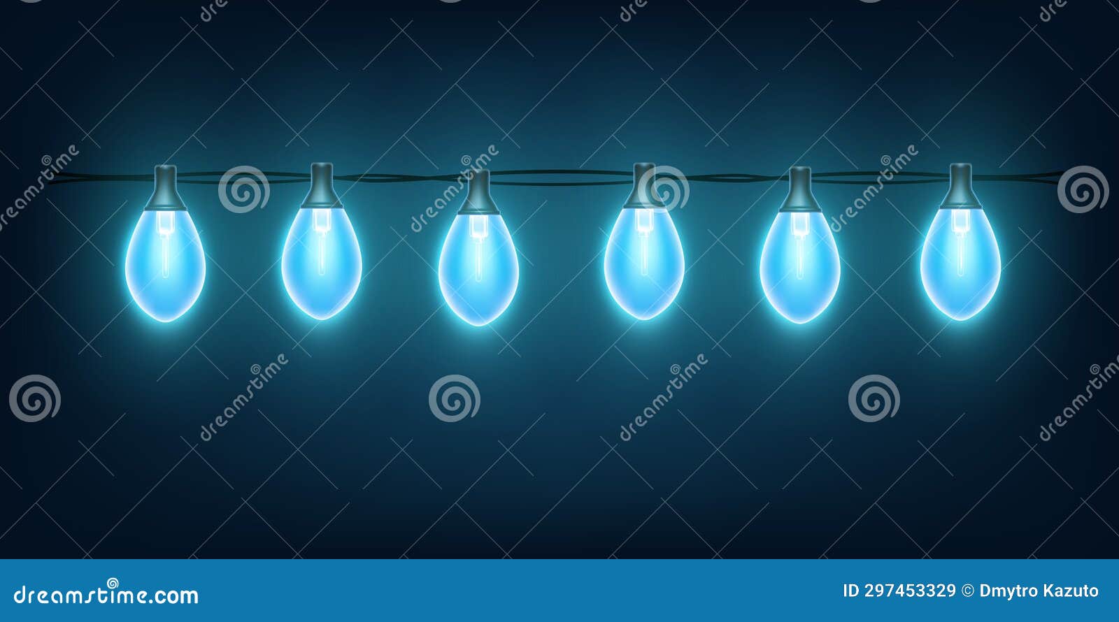 Christmas Lights. Christmas Tree Garland, Vector Illustration. Blue