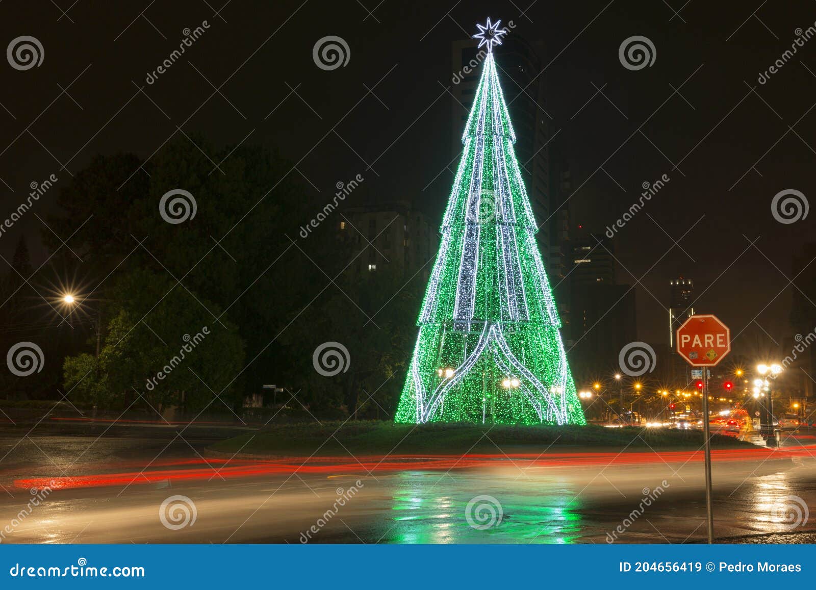 Christmas Lights and Christmas Trees. Stock Image Image of capital