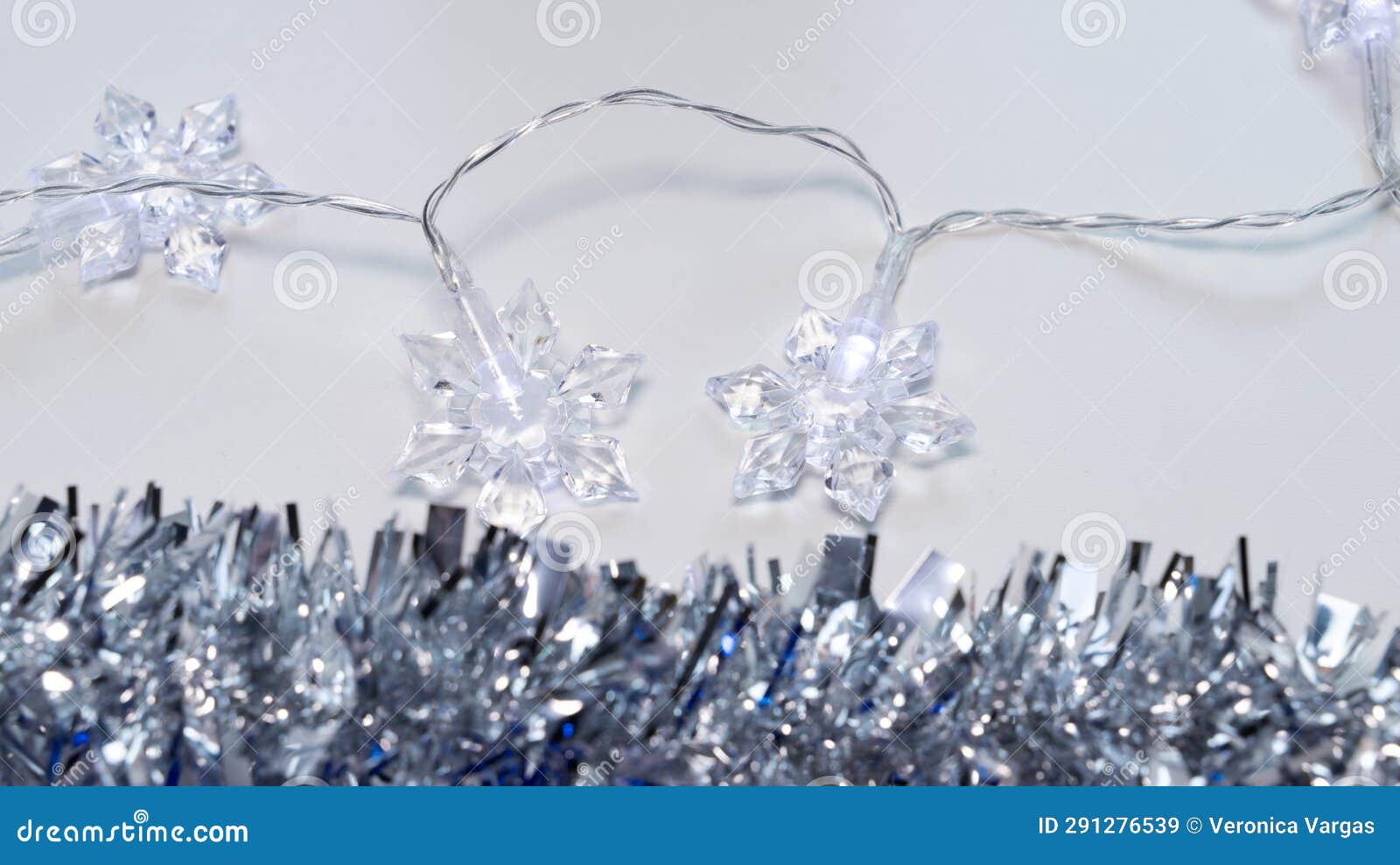 Christmas Lights Wire with Tinsel Underneath Stock Image Image of