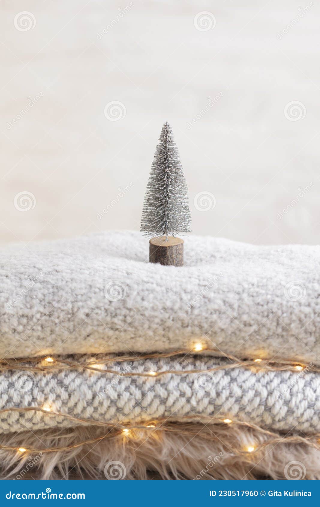 Christmas Little Trees and Golden Lights Bokeh Stock Photo - Image of ...