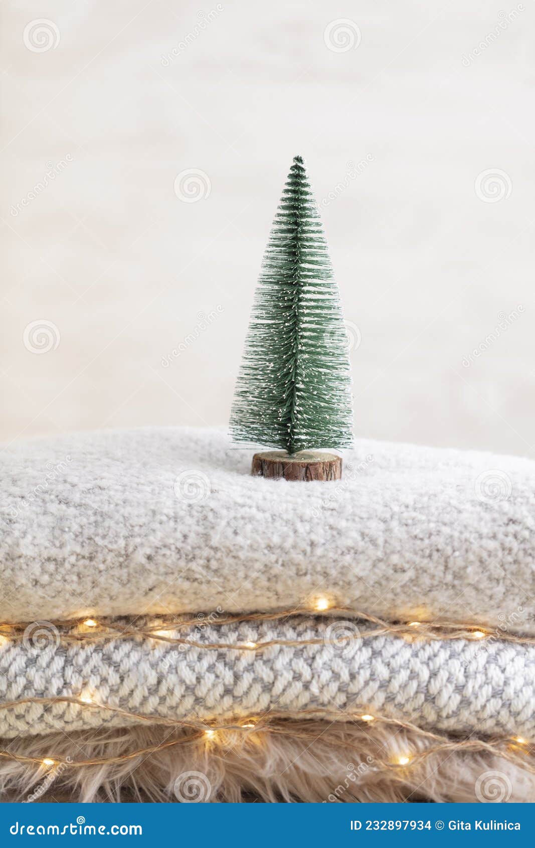 Christmas Little Trees and Golden Lights Bokeh Stock Photo - Image of ...