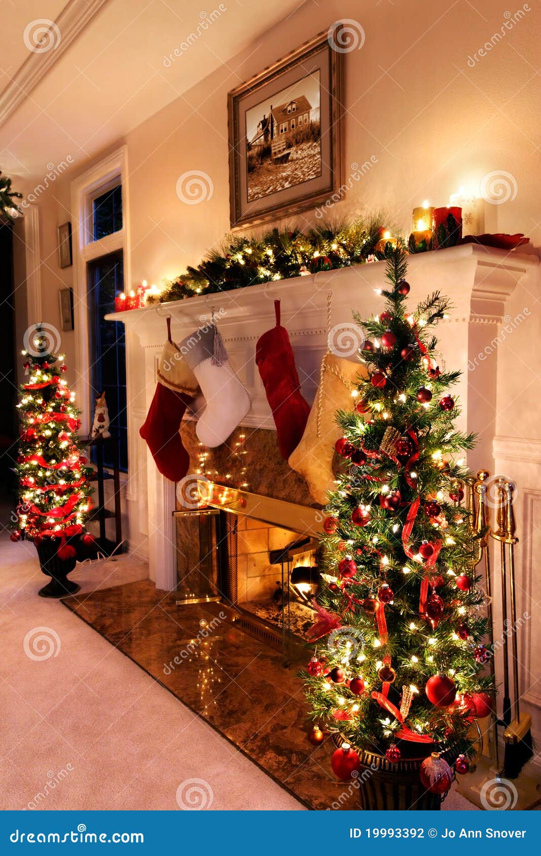 Christmas Living Room Lights Stock Photo - Image of home, marble: 19993392