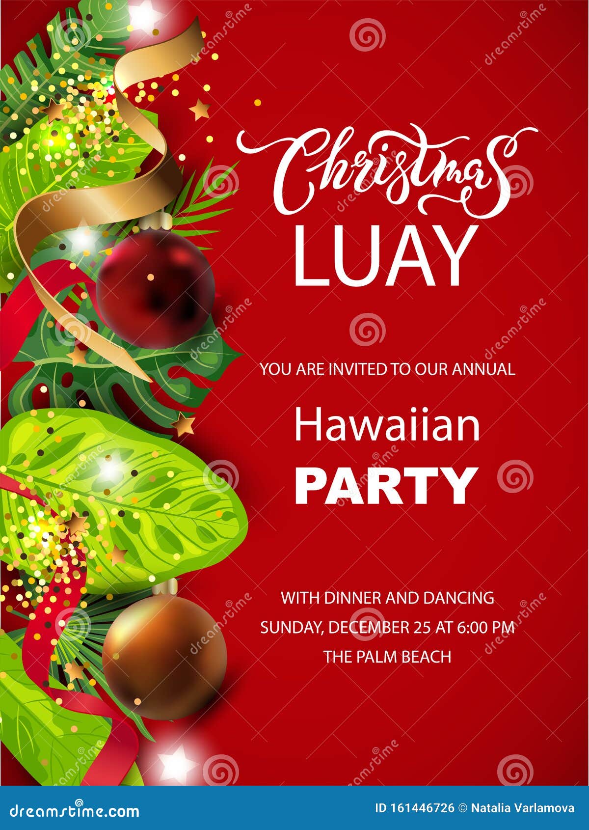 Christmas Luay Hawaiian Party Invitation Stock Vector Illustration christmas-luay-hawaiian-party-invitation-stock-vector-illustration