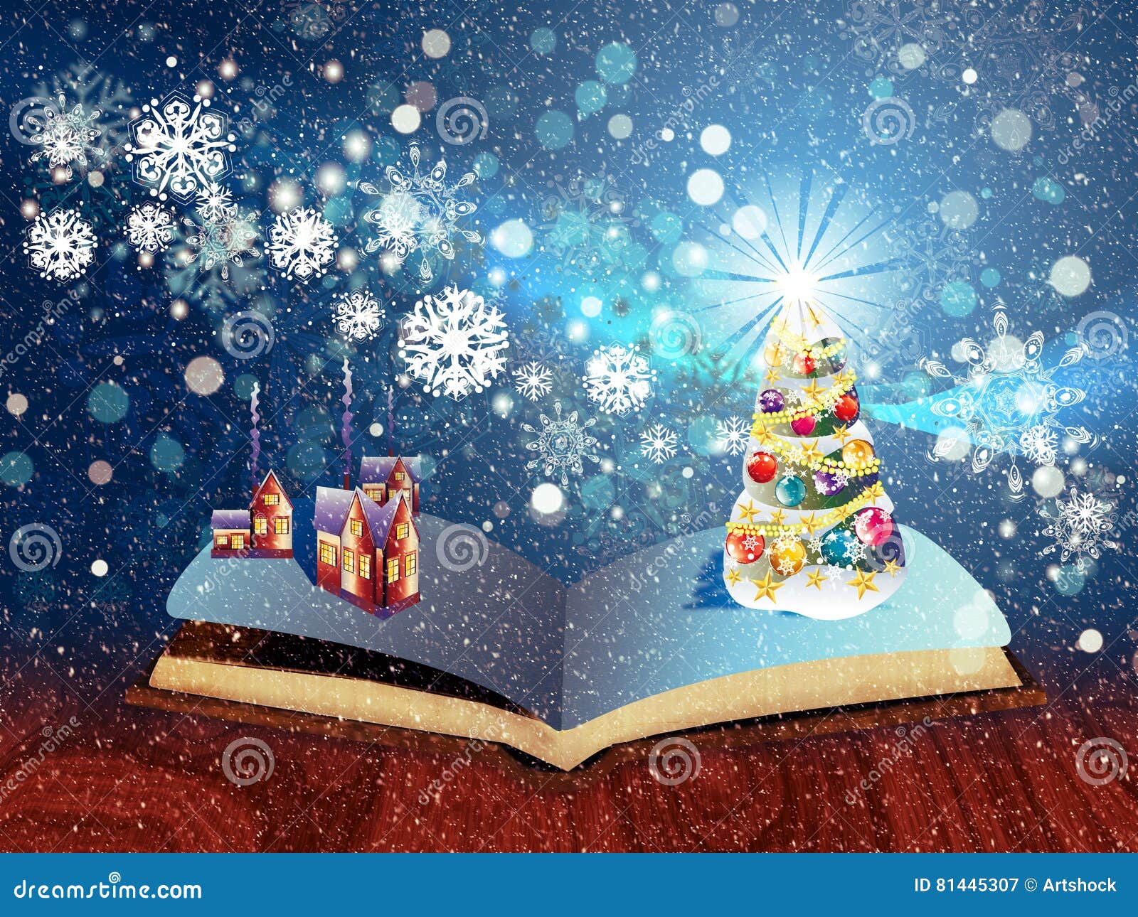 Christmas Magic Book stock illustration. Illustration of night 81445307