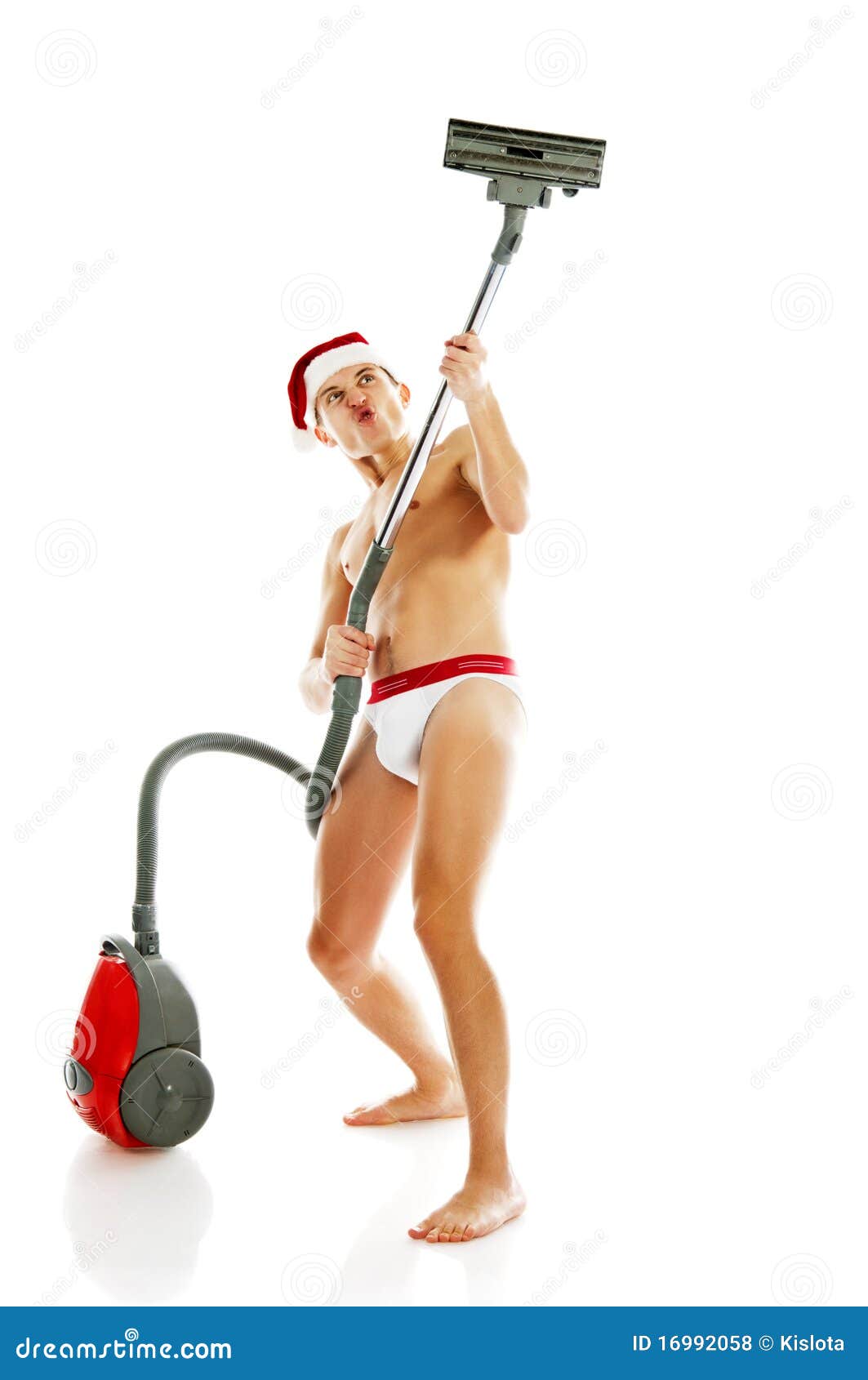 Photo Naked Man Vacuuming