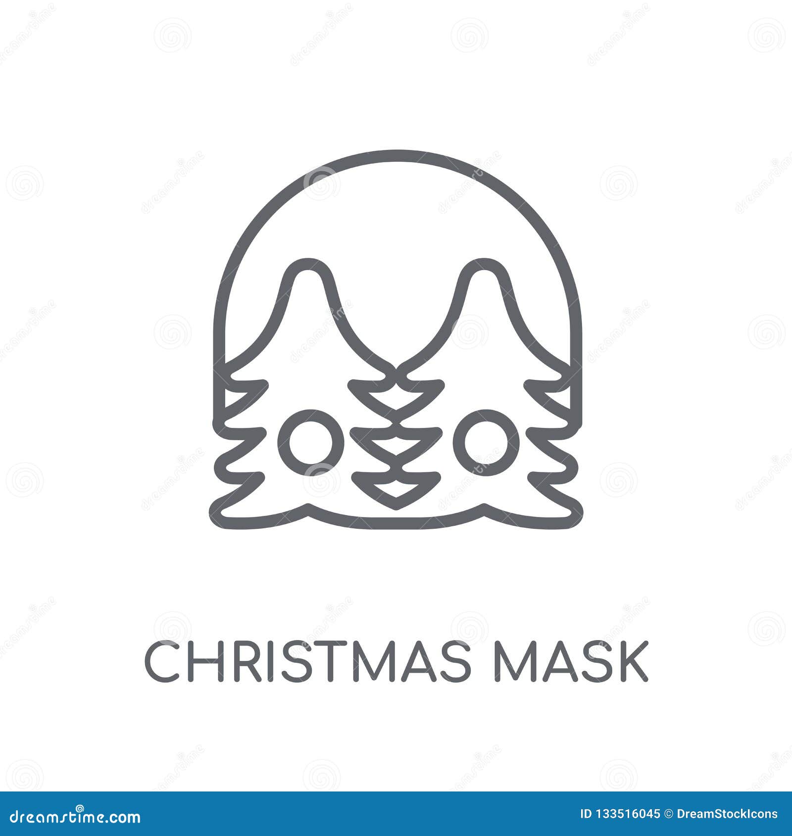 Christmas Mask Linear Icon. Modern Outline Christmas Mask ...
