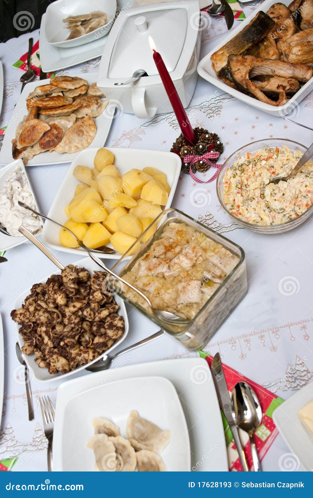 Christmas Meal stock image. Image of silverware, party - 17628193