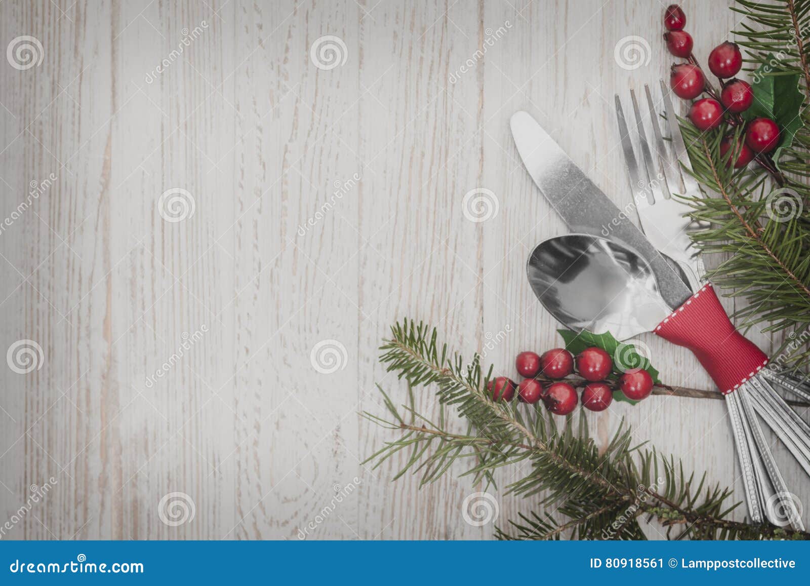 Christmas Meal Table Setting Background Stock Image - Image of knife ...