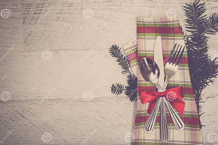 Christmas Meal Table Setting Background Stock Image - Image of ...