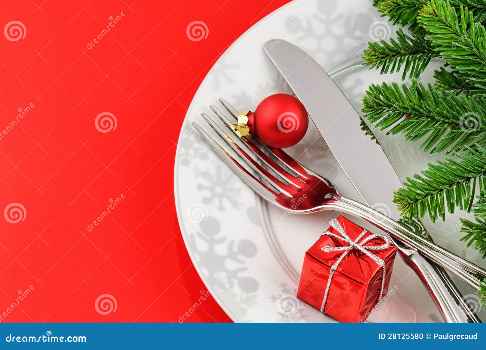 Christmas Menu Concept On Red Background Stock Photo - Image: 28125580