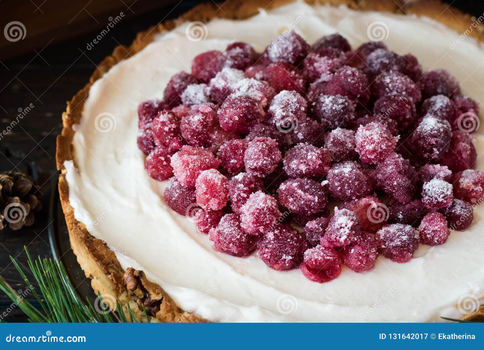 Cranberry Meringue with Cream Cheese for the New Year`s Table Stock